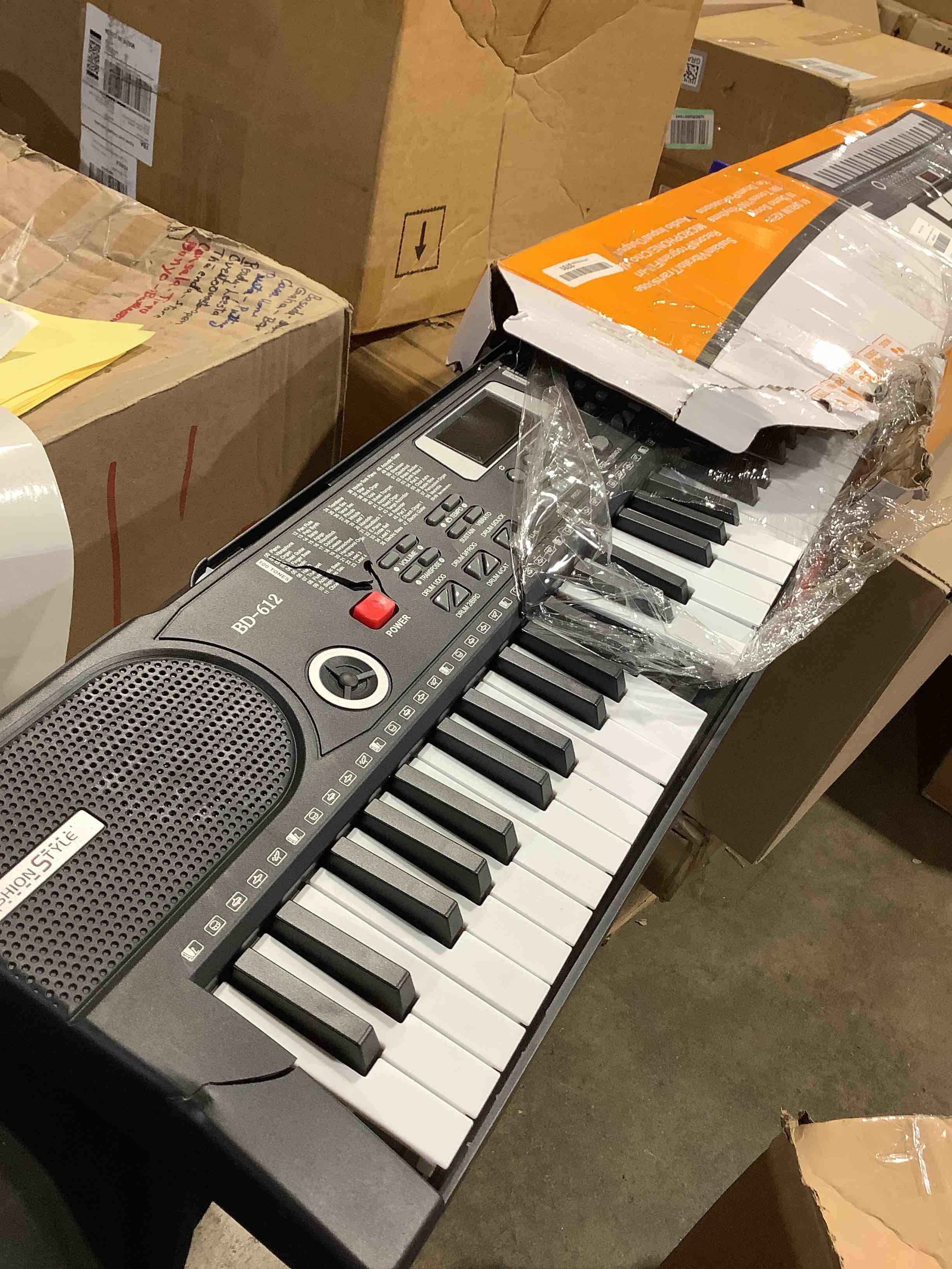 Condition photo showing As Is for 61 keys keyboard piano, electronic digital piano with built-in speaker microphone, sheet stand and power supply, portable piano keyboard gift teaching for beginners