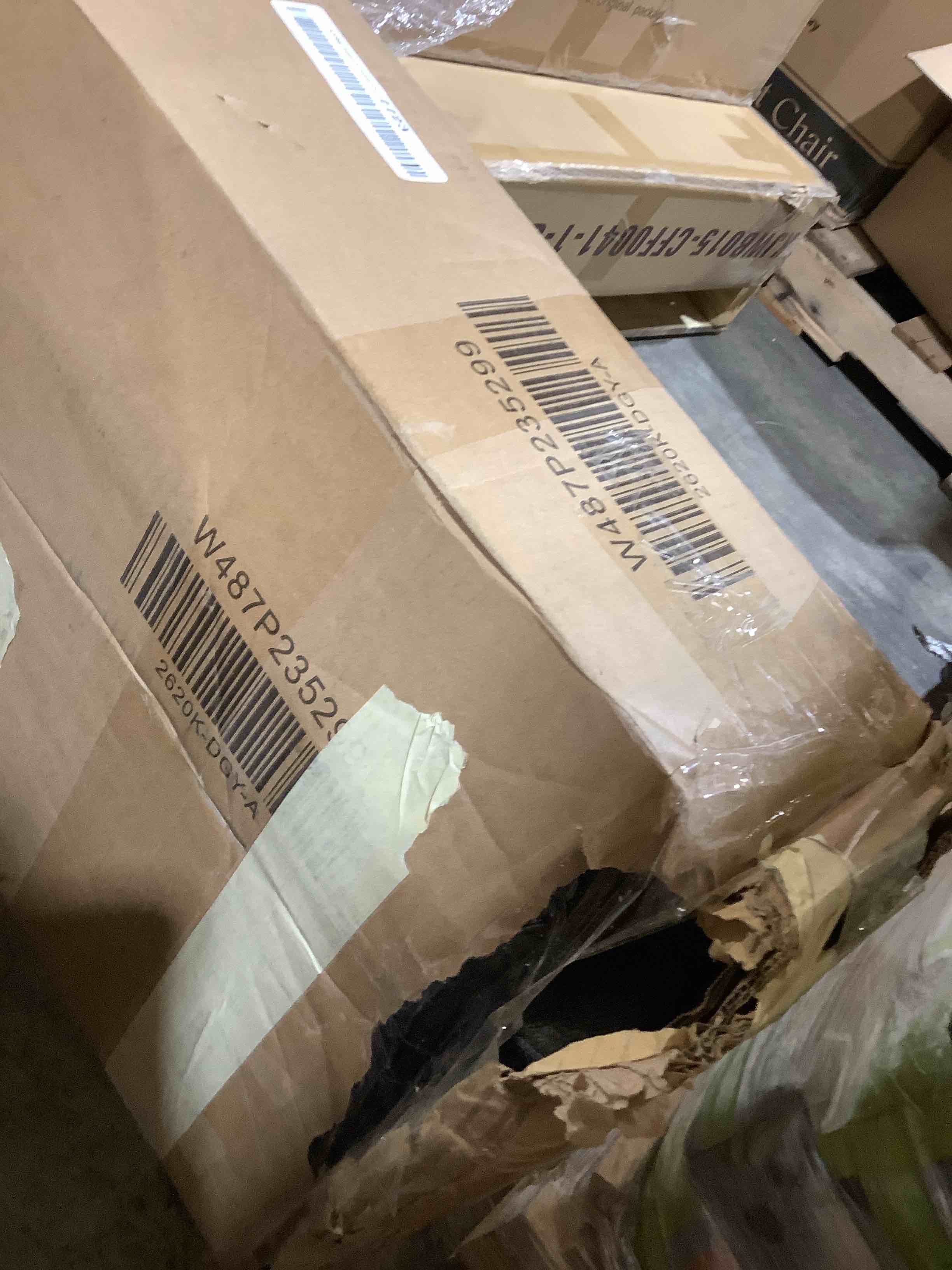 Condition photo showing Good Condition for upholstered king-size platform dark gray bed frame w487p235299, incomplete