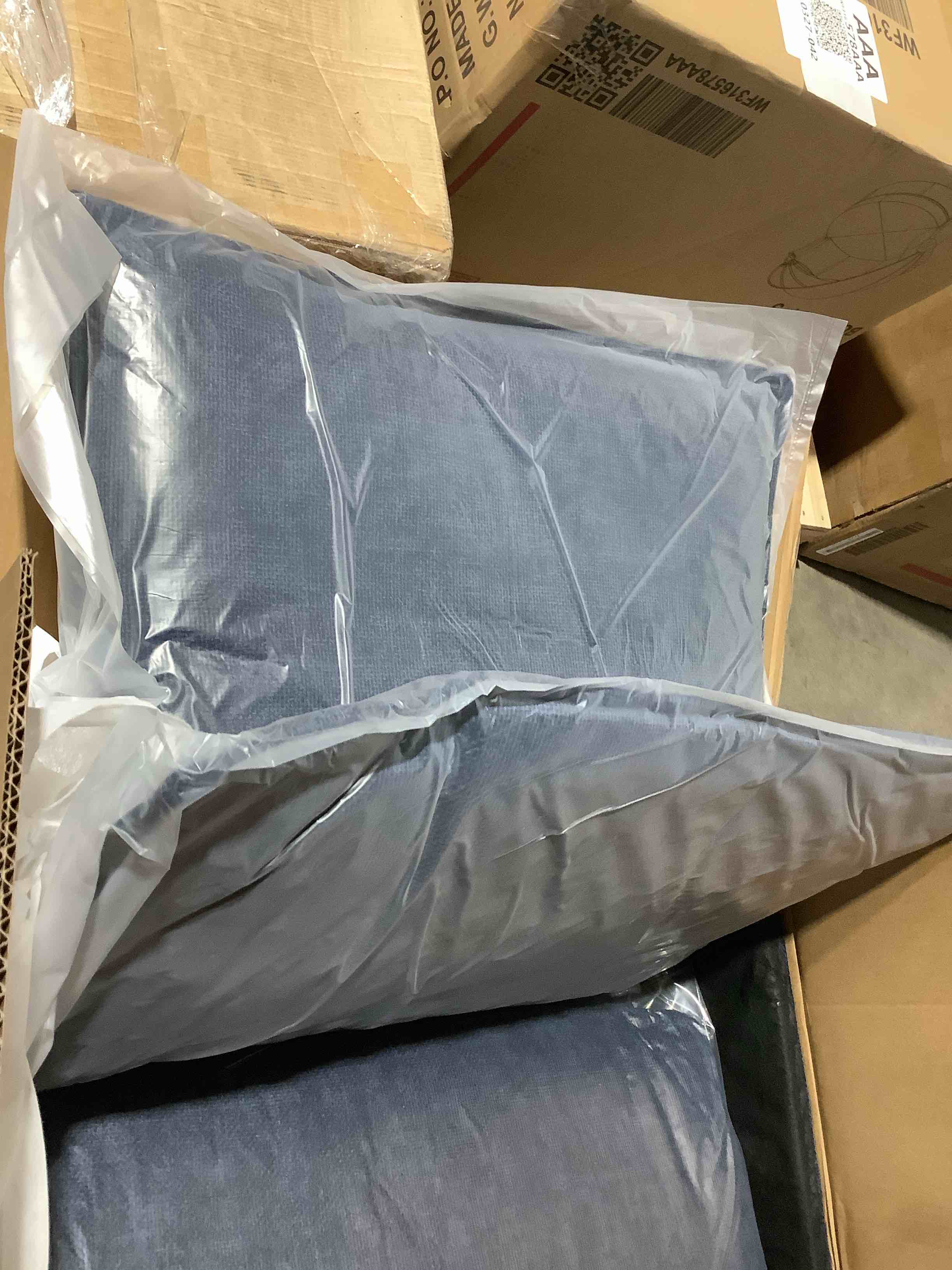 Condition photo showing Good Condition for modmax sectional ink blue sectional with audio console, incomplete