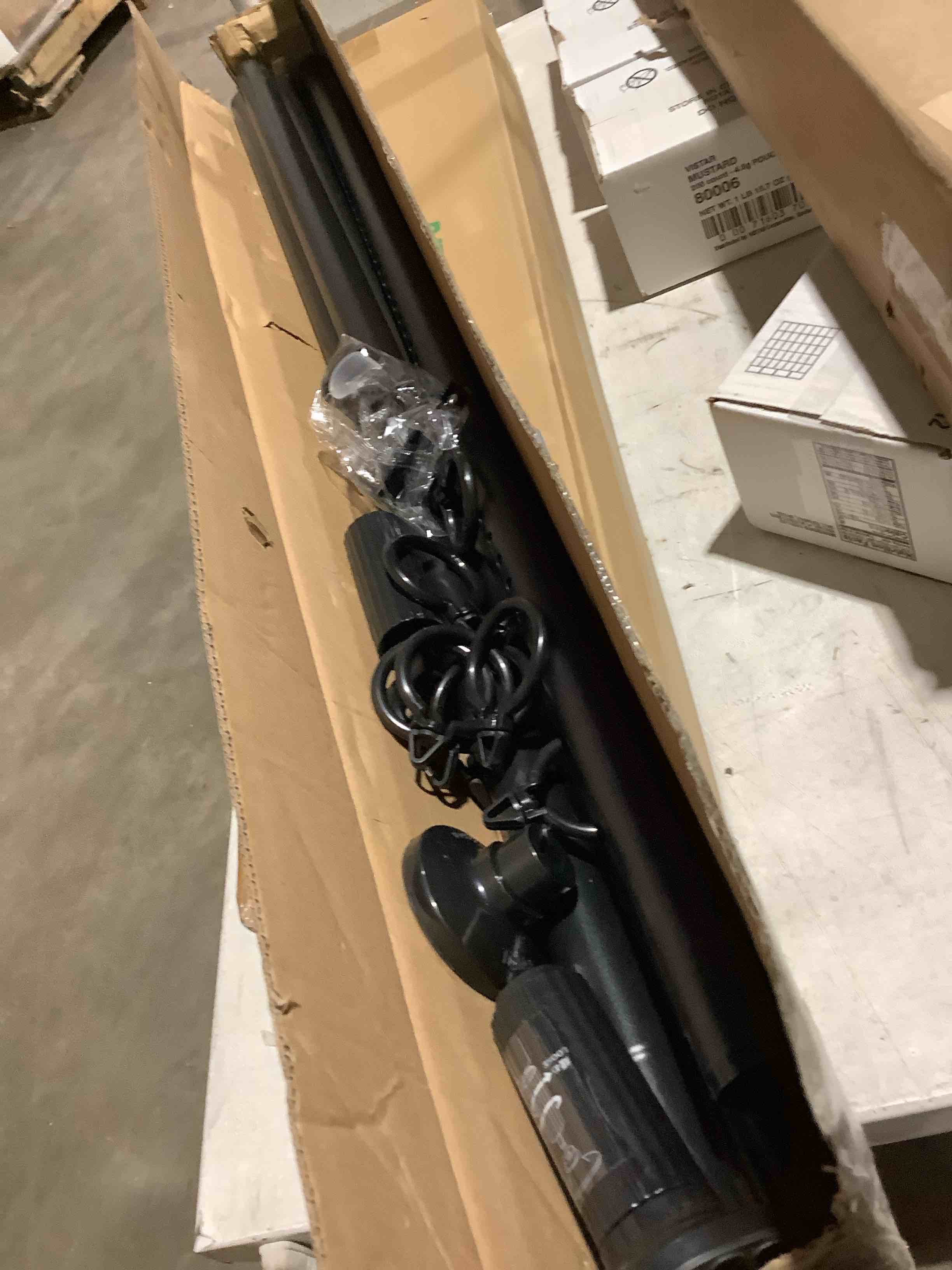 Condition photo showing Good Condition for tension curtain rod 51-165in(4.25-13.75ft), extra long outdoor curtain rod no drilling for window or bathroom patio, adjustable spring shower rod, easy to install never rust, rod diameter 1.26in-black