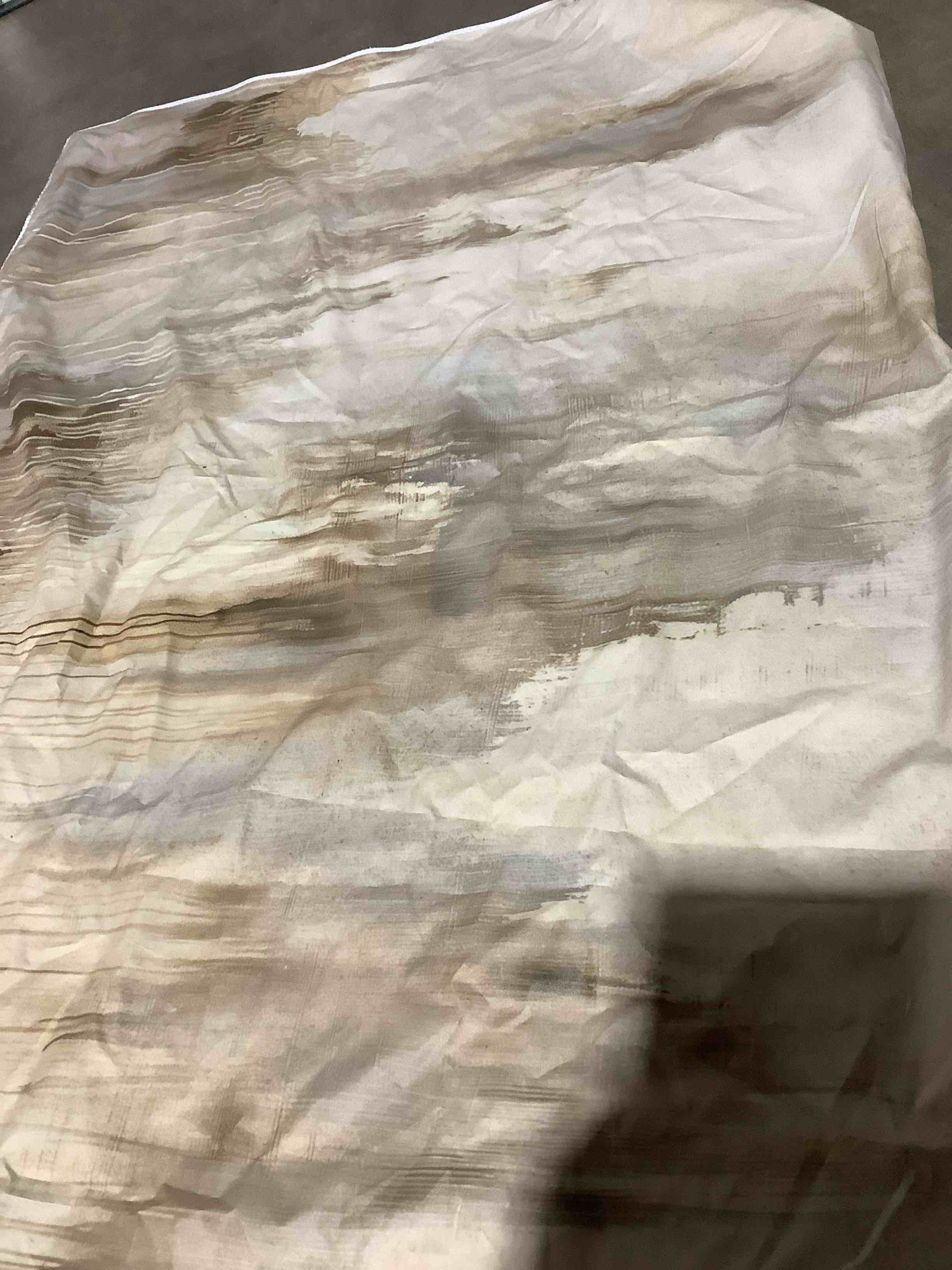 Condition photo showing Good Condition for 60" x 47" tan and beige abstract canvas picture with black frame
