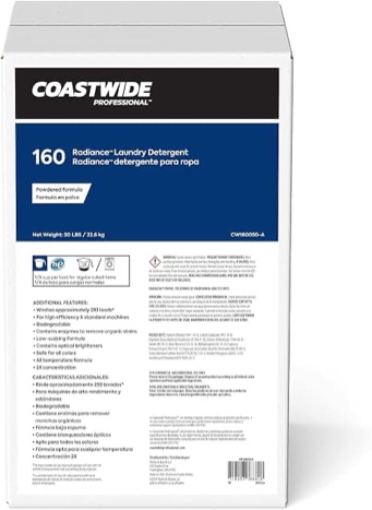 Coastwide Professional Radiance Powder Laundry Detergent, 293 Loads, 800 Oz., 50 Lbs., 2/Pack (Cw160050-Avs)