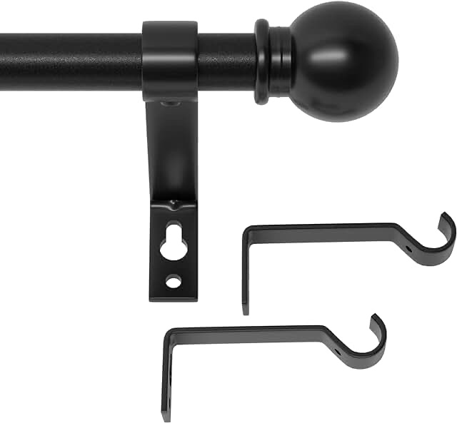 kenney® davenport 1/2 petite cafe decorative window curtain rod 28-48 matte black