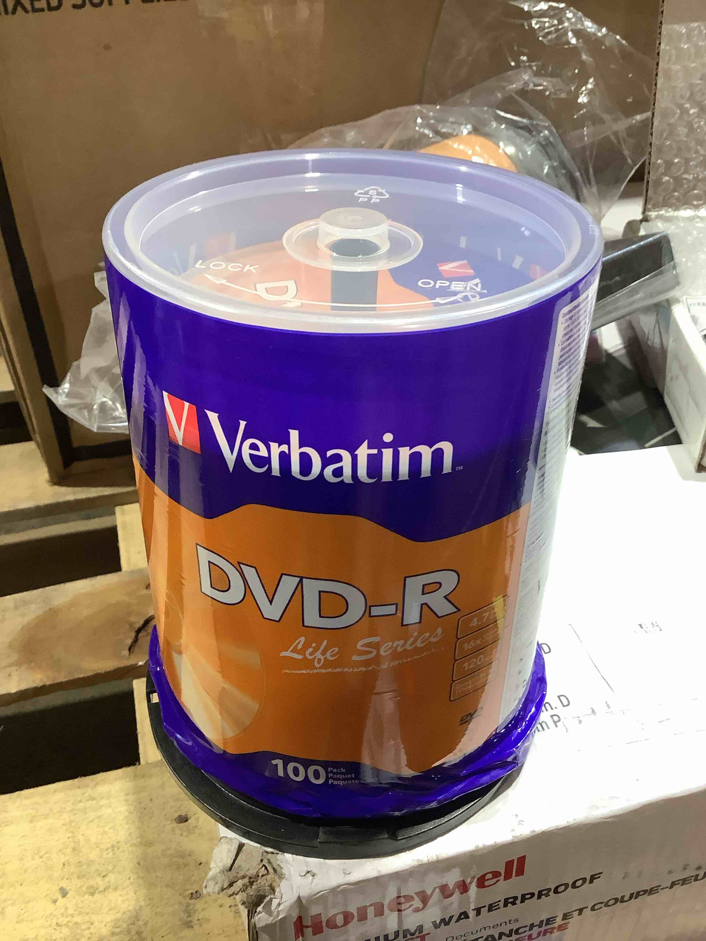 Condition photo showing New/Like New for verbatim® life series dvd-r disc spindle, pack of 100