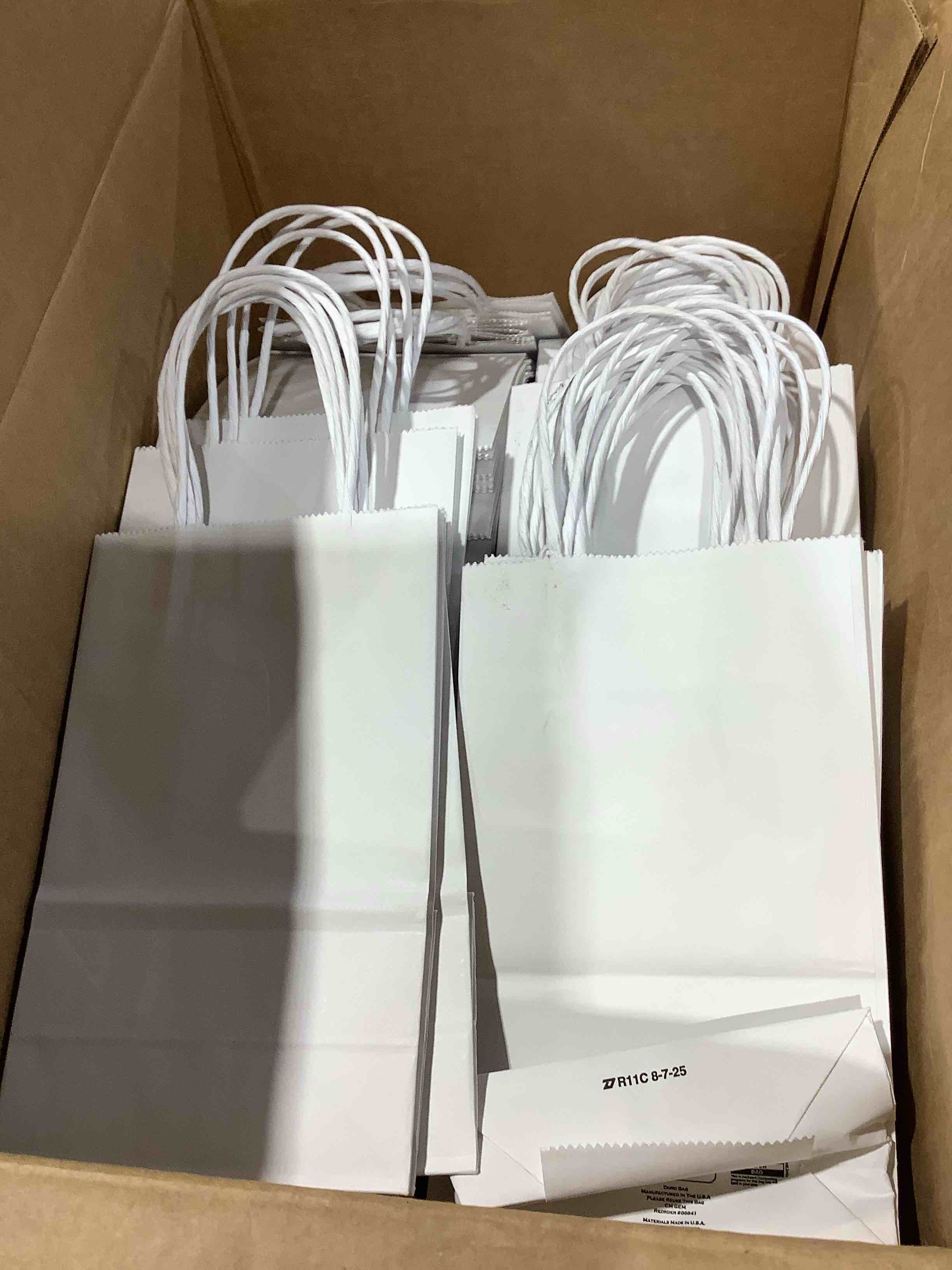 Condition photo showing Good Condition for gem plain white 5.25" x 3.25" x 8.38" bags with handle