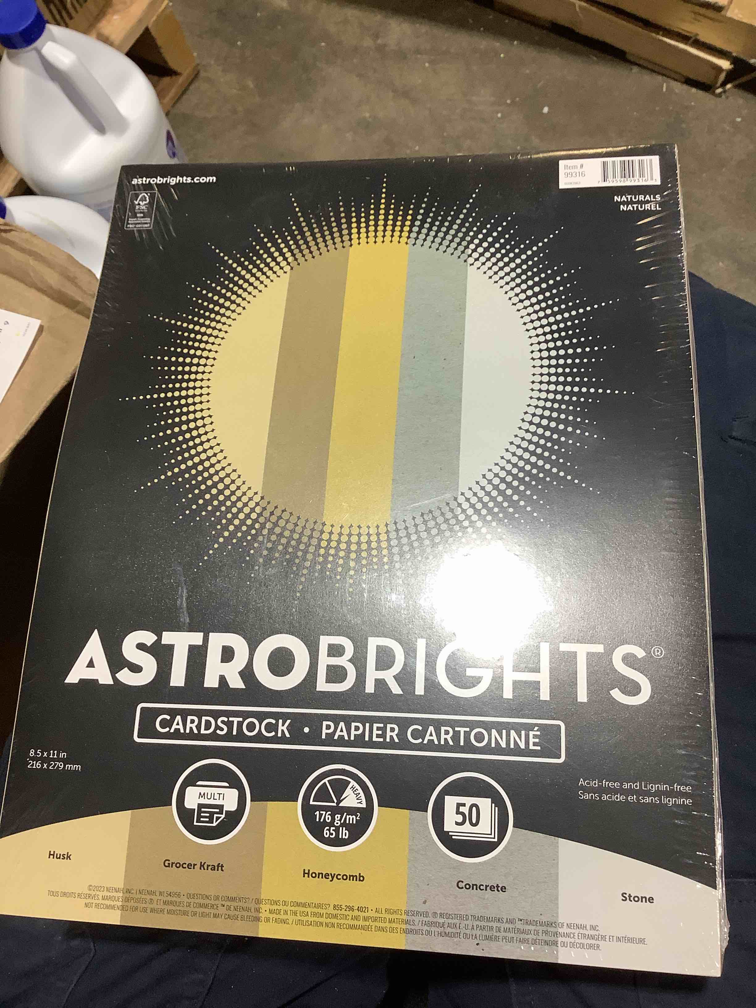 Condition photo showing New/Like New for astrobrights cardstock 8.5 x 11 65 lb/176 gsm natural assortment 50 sheets, 2 count