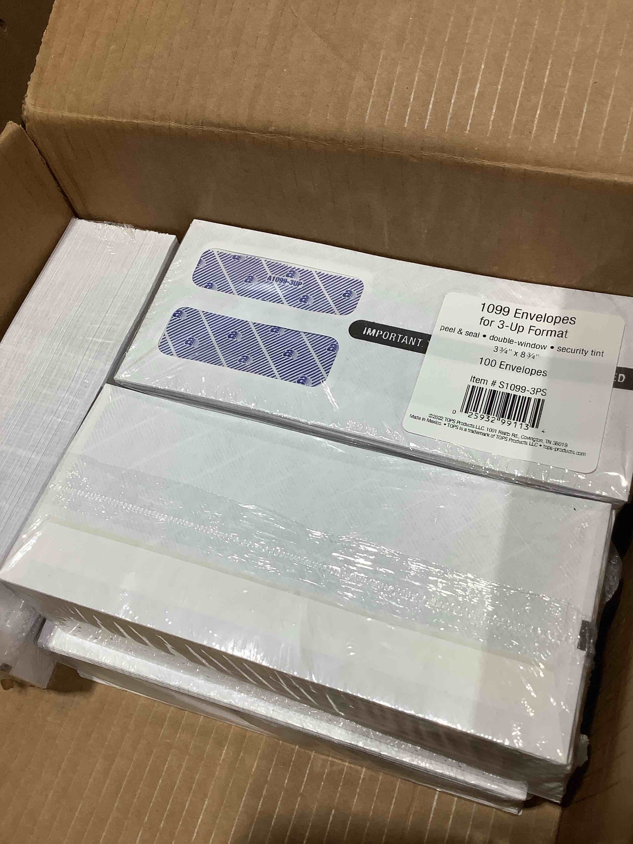 Condition photo showing New/Like New for tops business forms tops10993ps 3.75 x 8.75 in. 1099 self-seal security tinted double window envelope pack of 100, 5 pack count