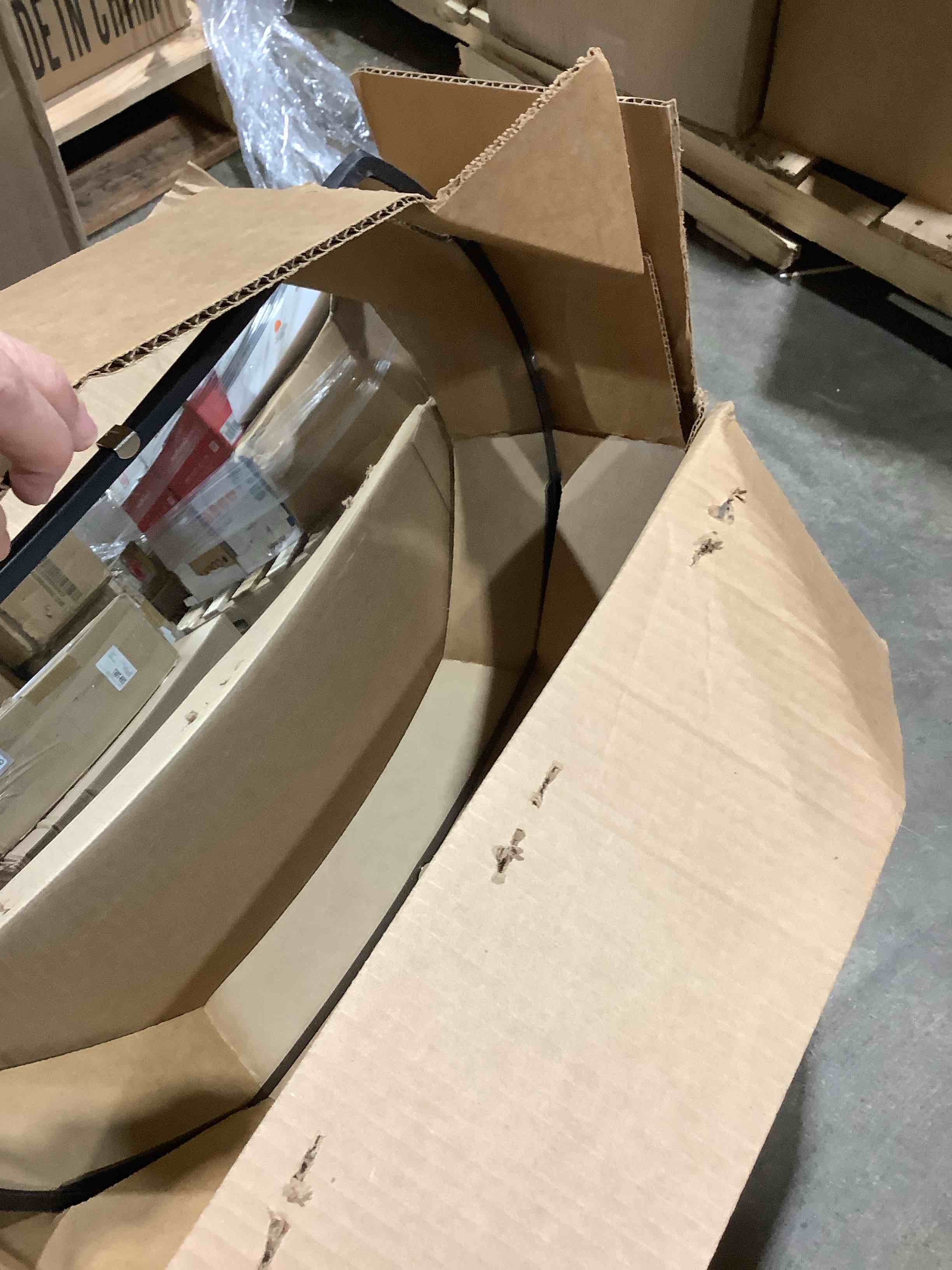 Condition photo showing New/Like New for 12 inch acrylic convex mirror, adjustable wide angle view indoor security mirror, corner security blind spot for warehouse, office, parking garage and traffic safety