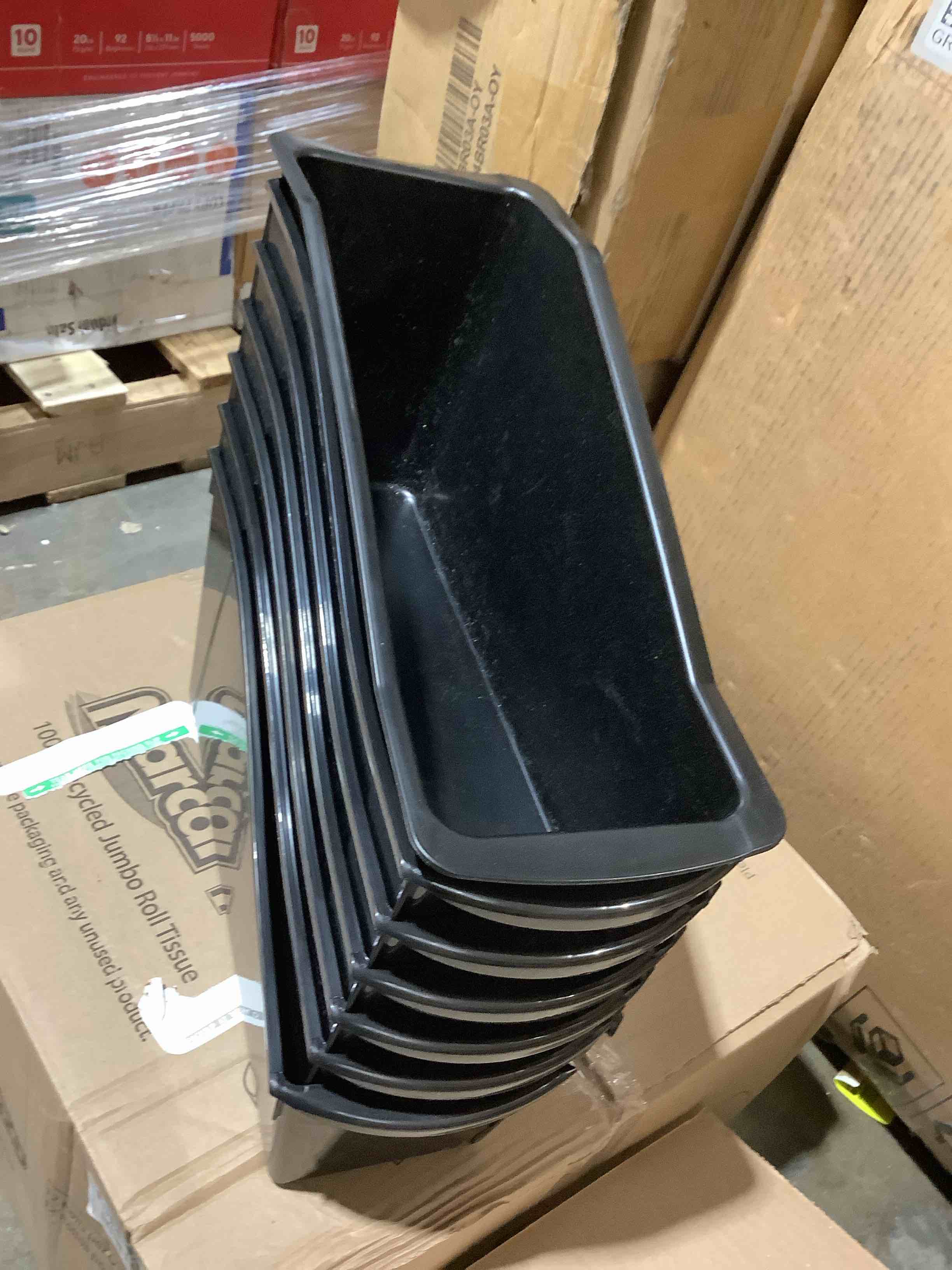 Condition photo showing New/Like New for storex large plastic book bin kids paper storage black 7 in pack