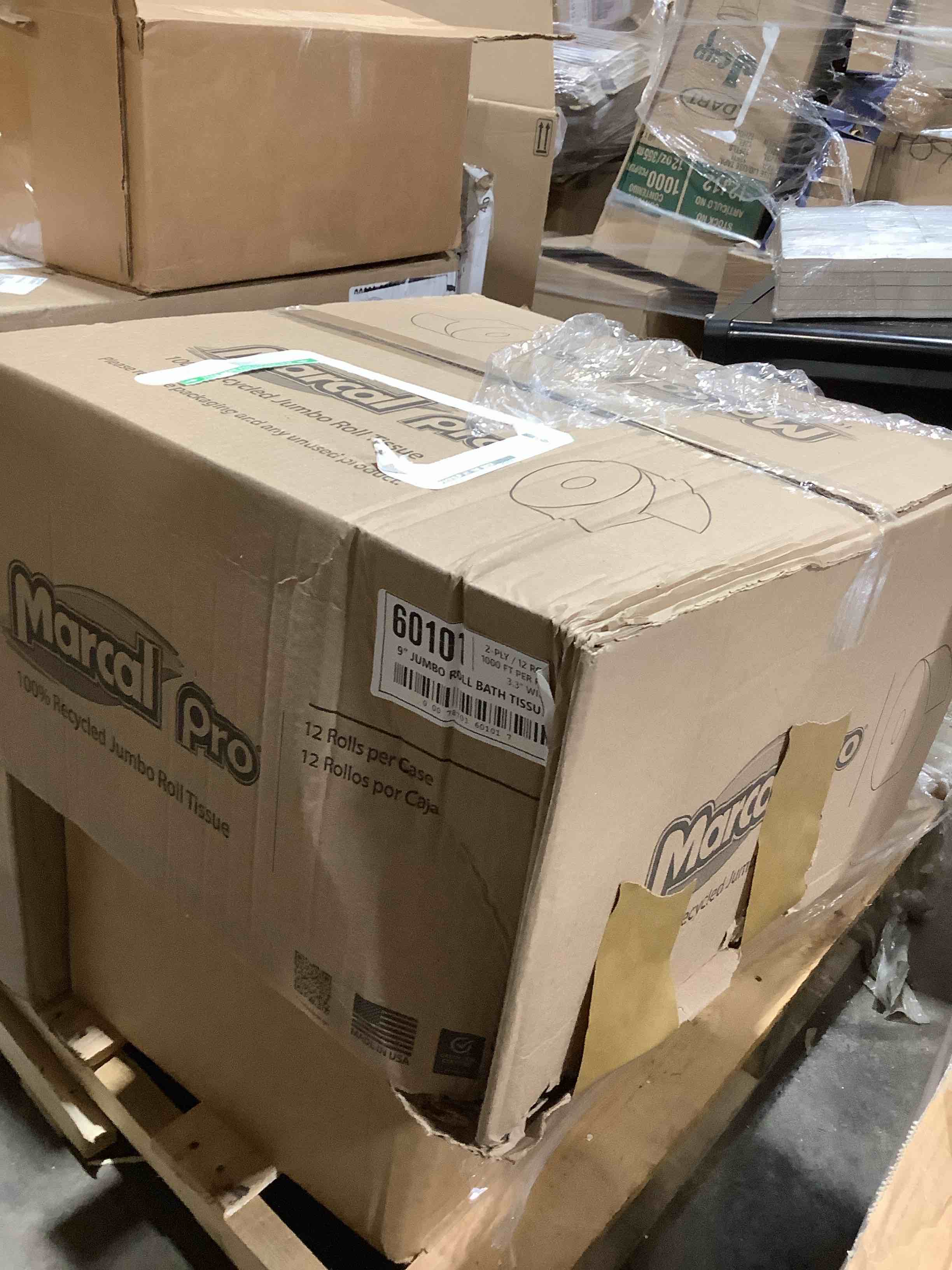 Condition photo showing New/Like New for marcal pro 100% recycled bathroom tissue septic safe 2-ply white 3.3 x 1000 ft 12 rolls/carton