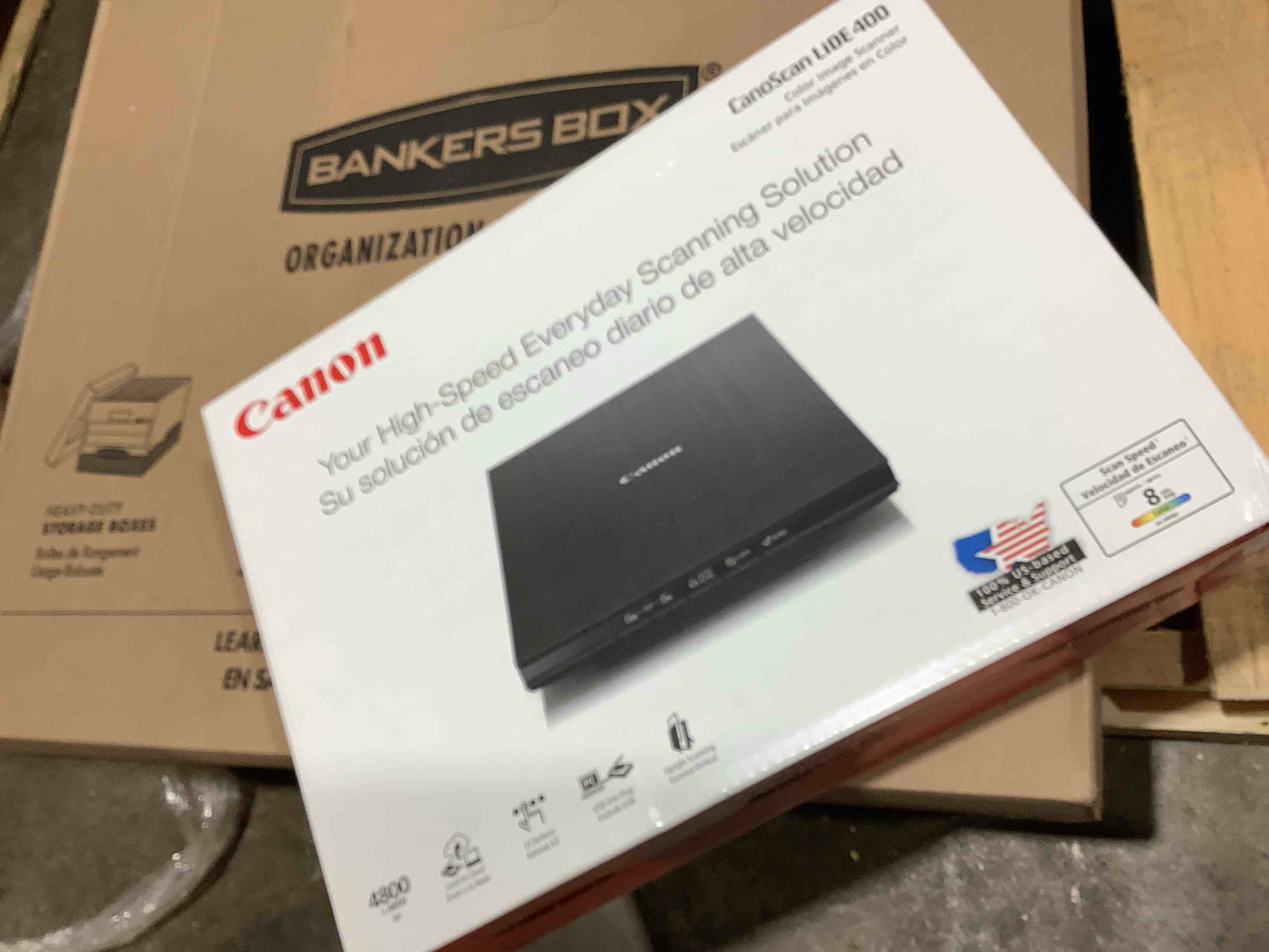 Condition photo showing New/Like New for canon canoscan lide 400 flatbed scanner, in office