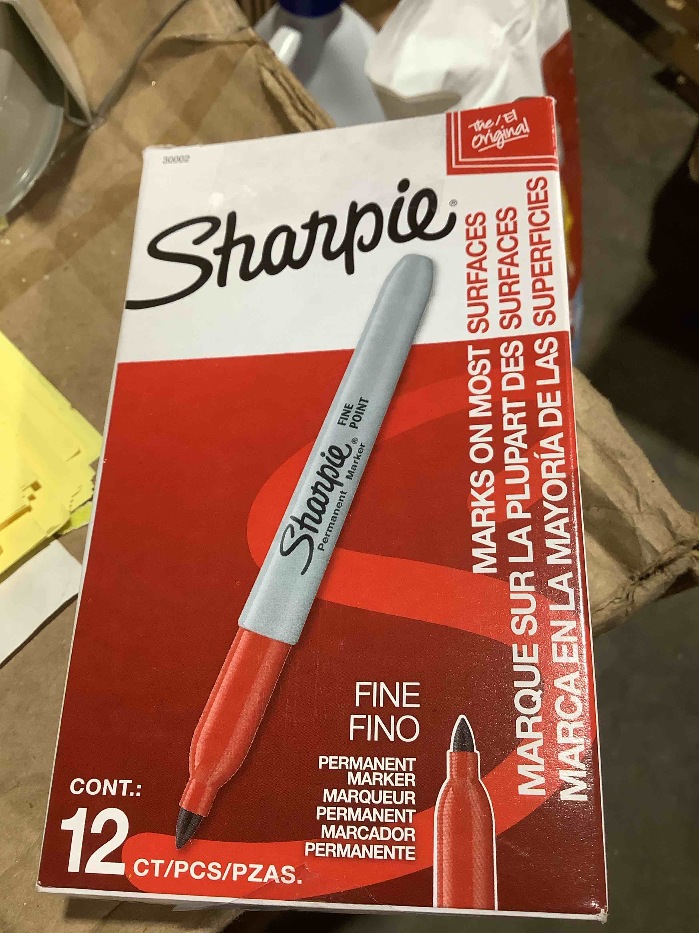 Condition photo showing New/Like New for sharpie permanent markers fine point red 12 count