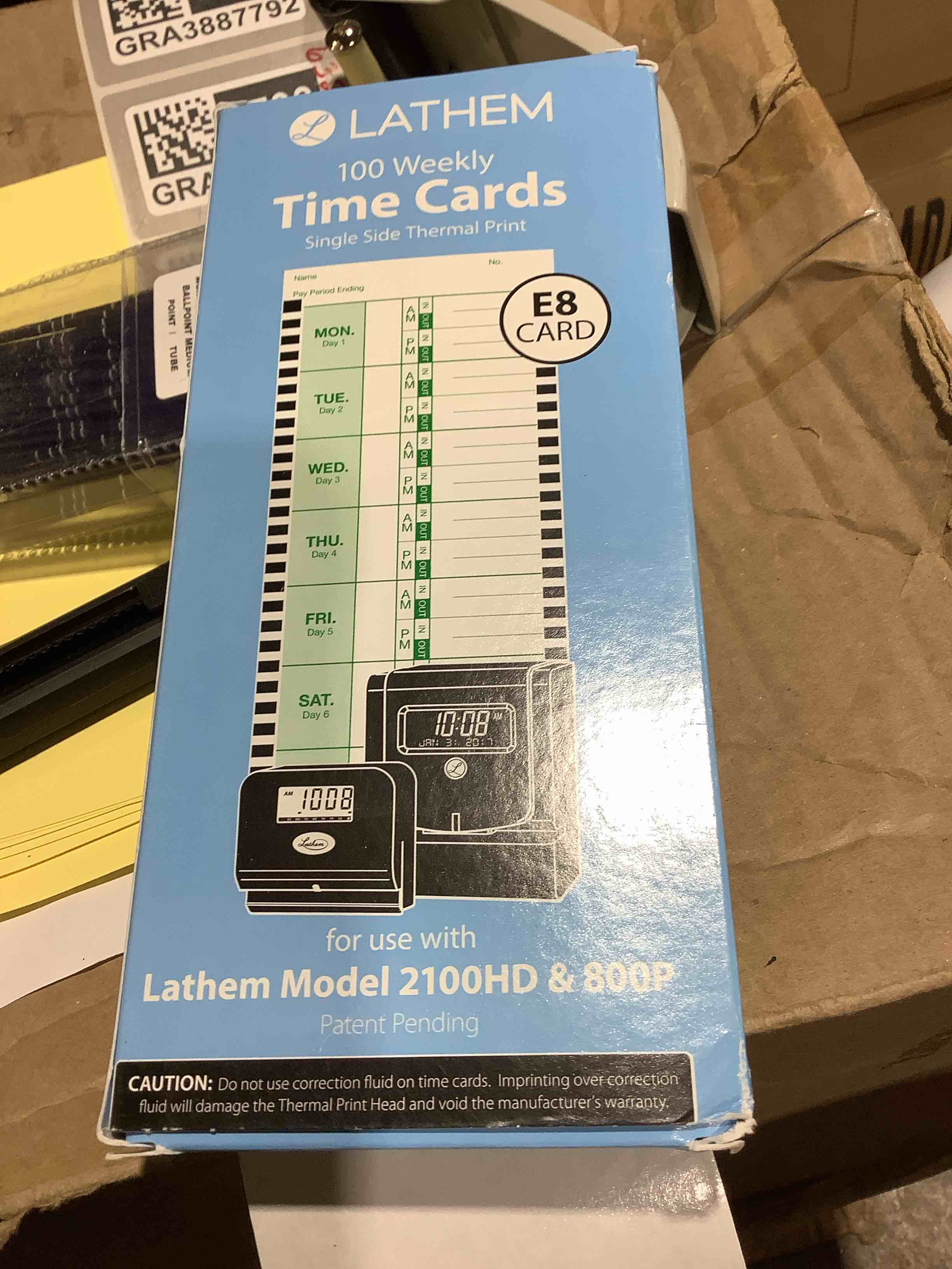 Condition photo showing New/Like New for lathem thermal time clock weekly attendance cards