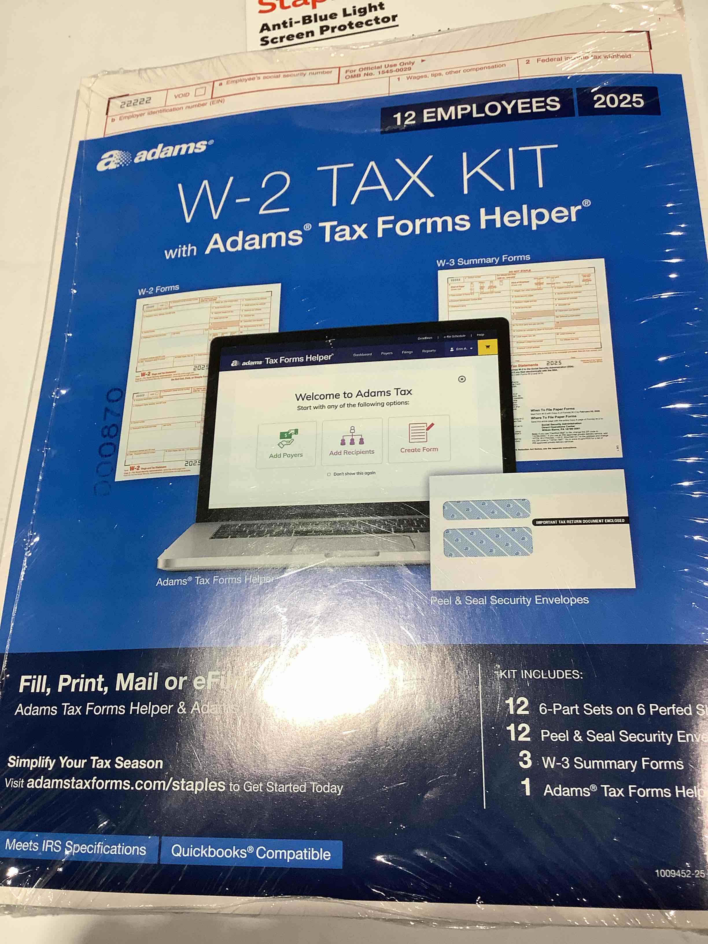 Condition photo showing New/Like New for adams 2025 w-2 tax forms kit 6-part 2-up a 1 b c 2 & d 12/pack (stax612-25)