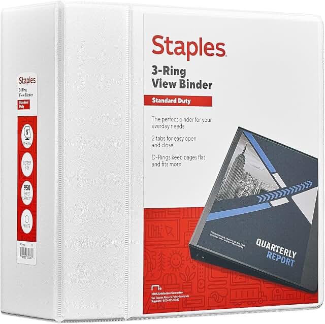 staples 2" 3-ring view binder white (26444-cc) 82644