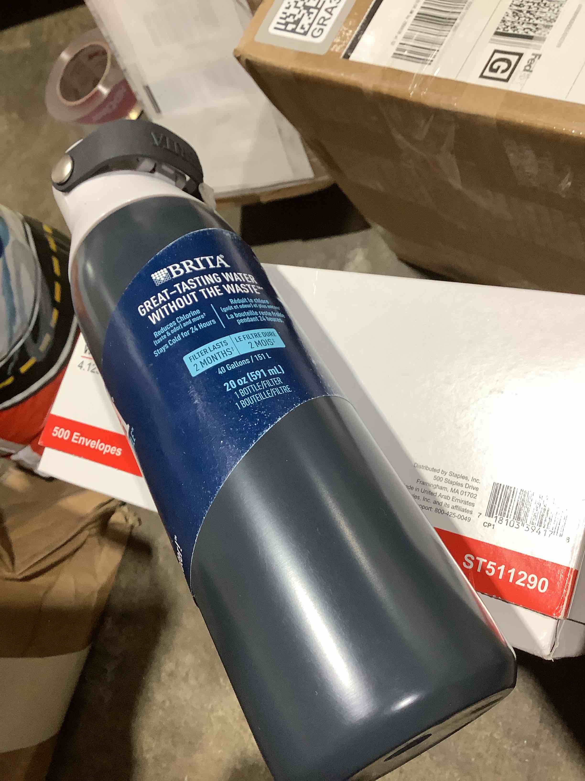 Condition photo showing New/Like New for brita 20 oz premium stainless steel filtered water bottle  carbon  leak proof  bpa free with straw