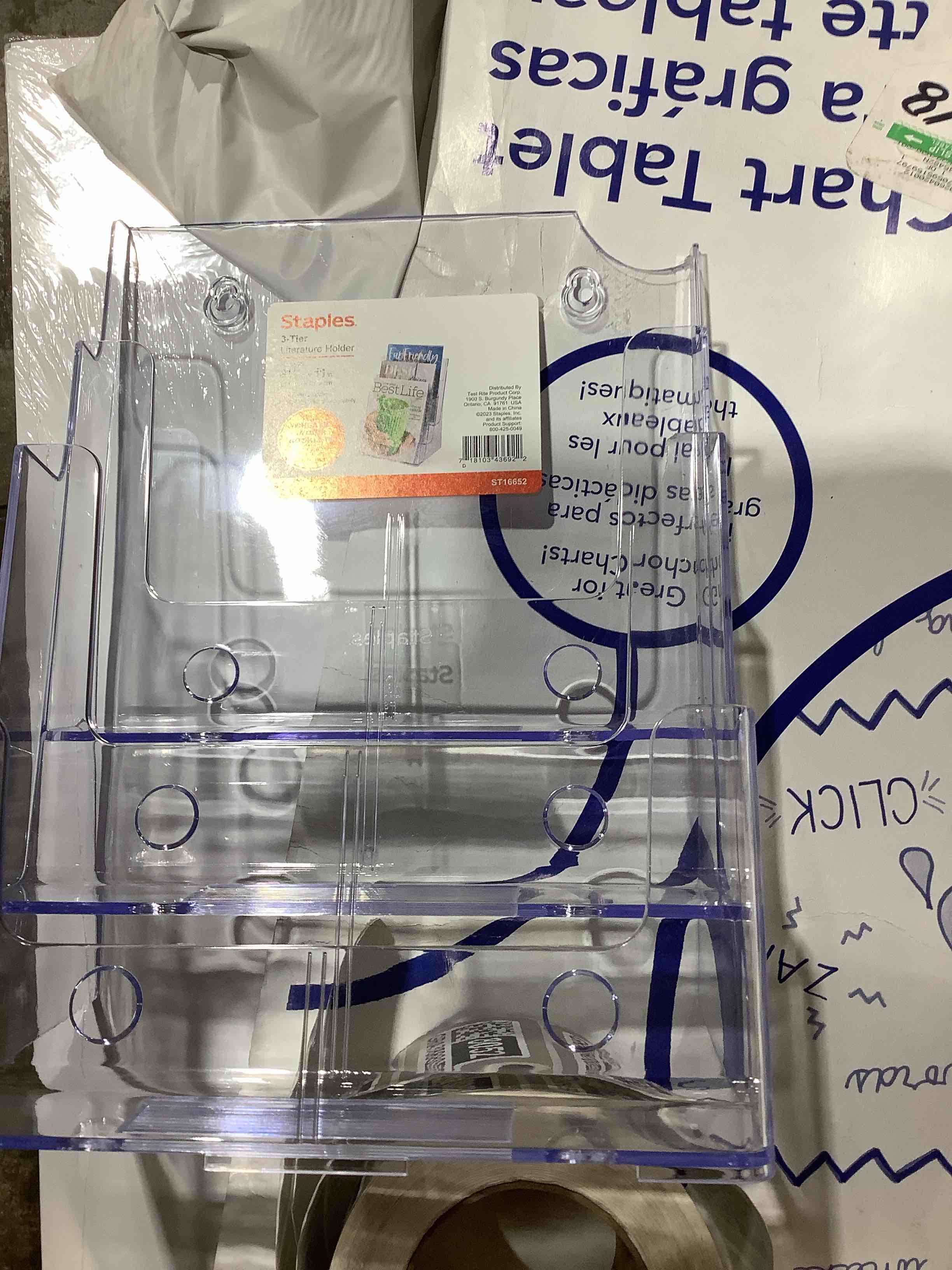 Condition photo showing Good Condition for staples 3 tier literature holder 8.5" x 11"