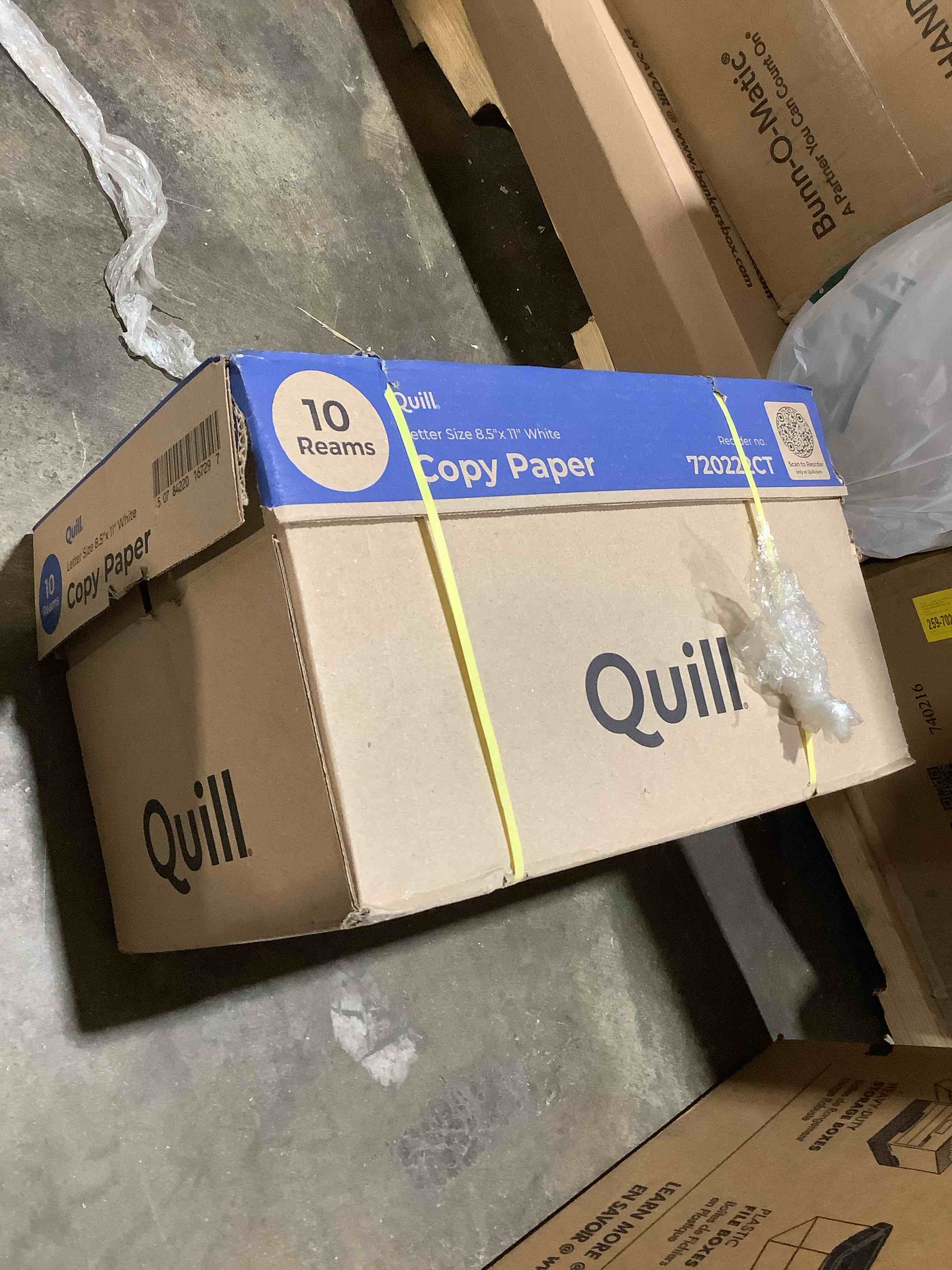 Condition photo showing New/Like New for quill brand® 8.5 x 11 copy paper 20 lbs. 92 brightness 500 sheets/ream 10 reams/ct (720222ct)