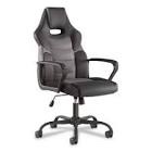 emerge eem61108 275 lbs vector luxura faux leather gaming seat chair, black & gray