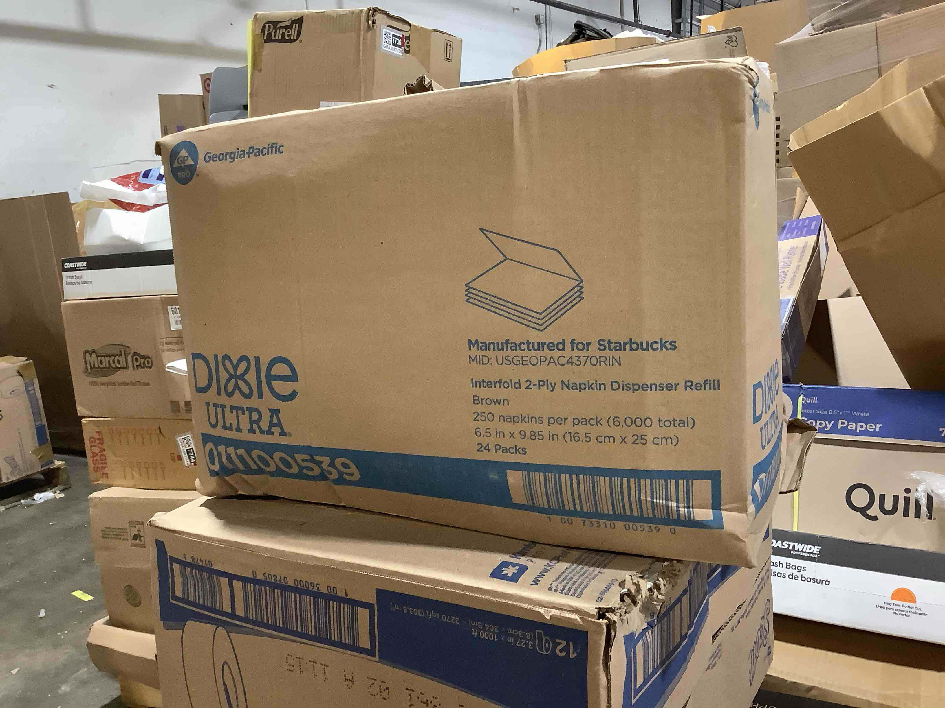 Condition photo showing New/Like New for dixie ultra® interfold 2-ply napkin dispenser refill by gp pro, eco print, 6000 napkins per case