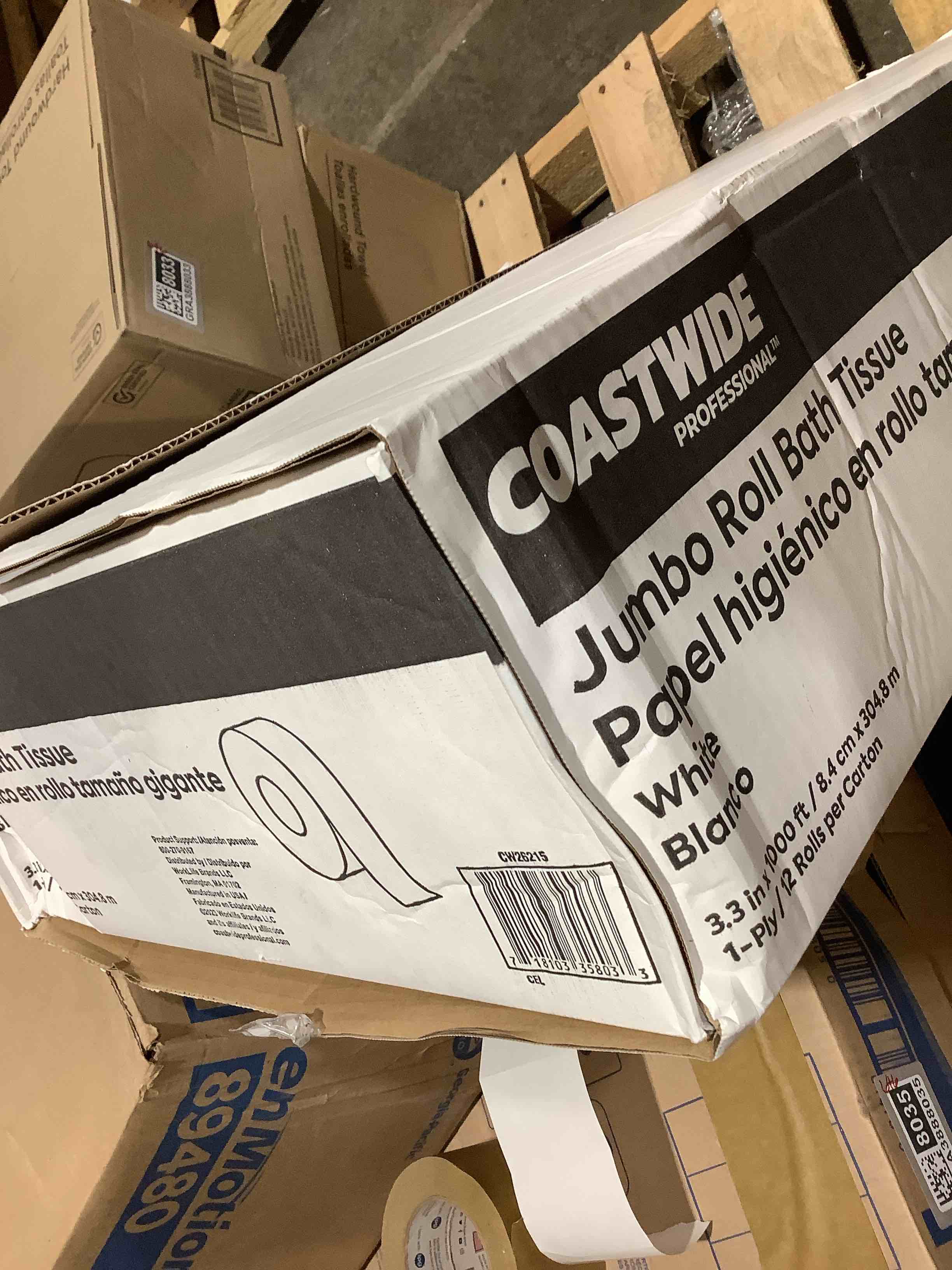 Condition photo showing New/Like New for coastwide professional jumbo roll bath tissue white 12 rolls