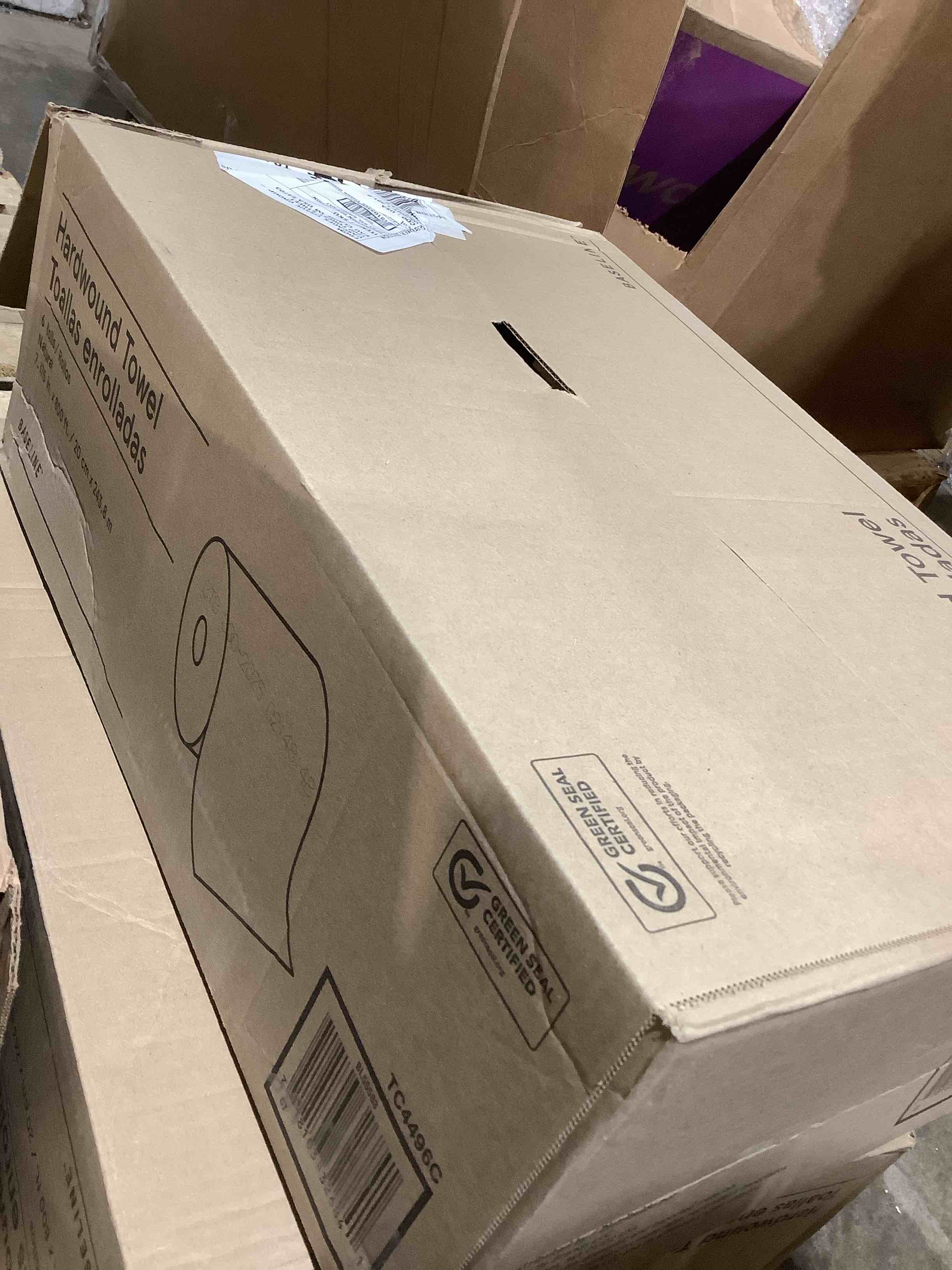 Condition photo showing New/Like New for pacific blue basic recycled hardwound paper towel rolls by gp pro (georgia-pacific), brown, 26301, 800 feet per roll, 6 rolls per case