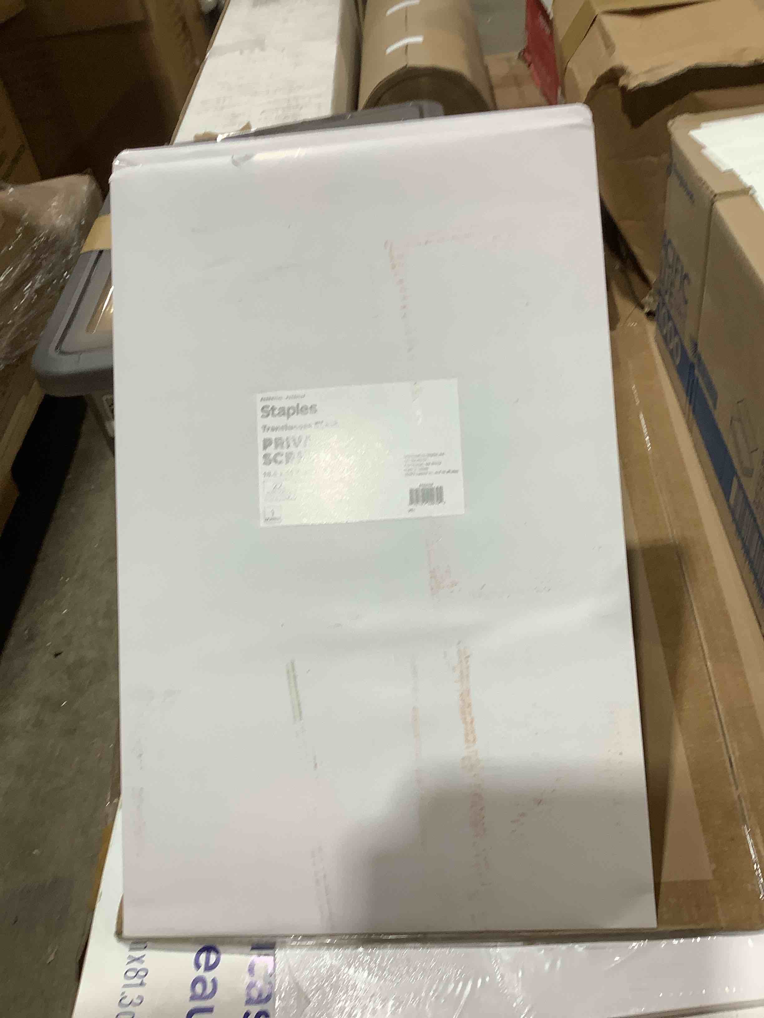 Condition photo showing New/Like New for staples translucent black 22" wide screen privacy screen, 18.6" x 11.6", 3 count