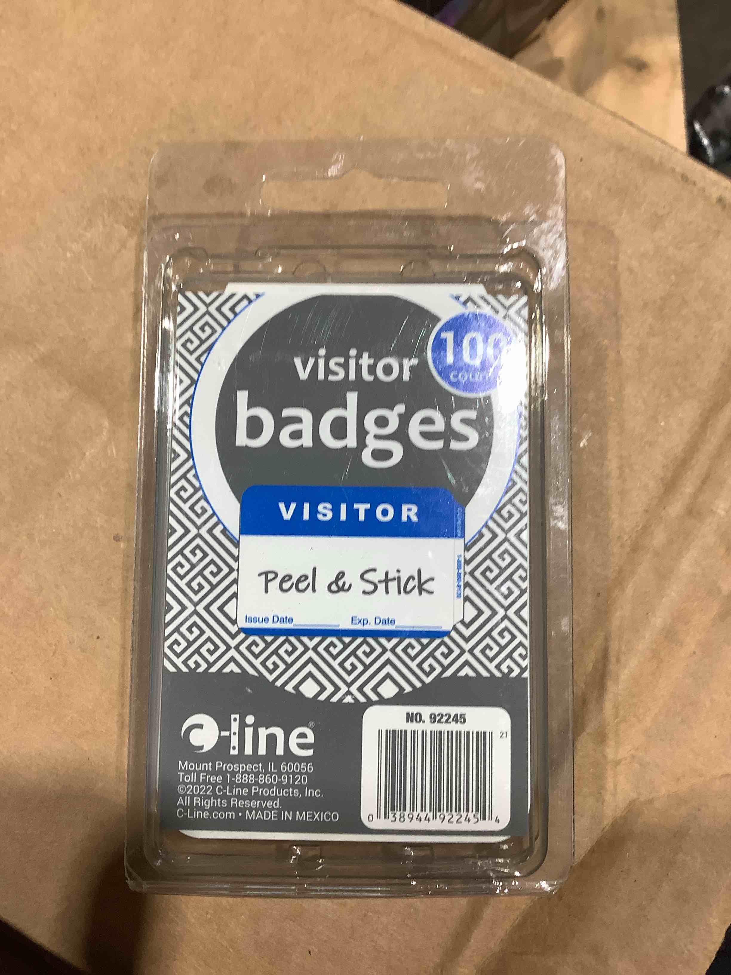 Condition photo showing New/Like New for c-line visitor name badges 3-1/2 x2-1/4 100/bx blue 92245