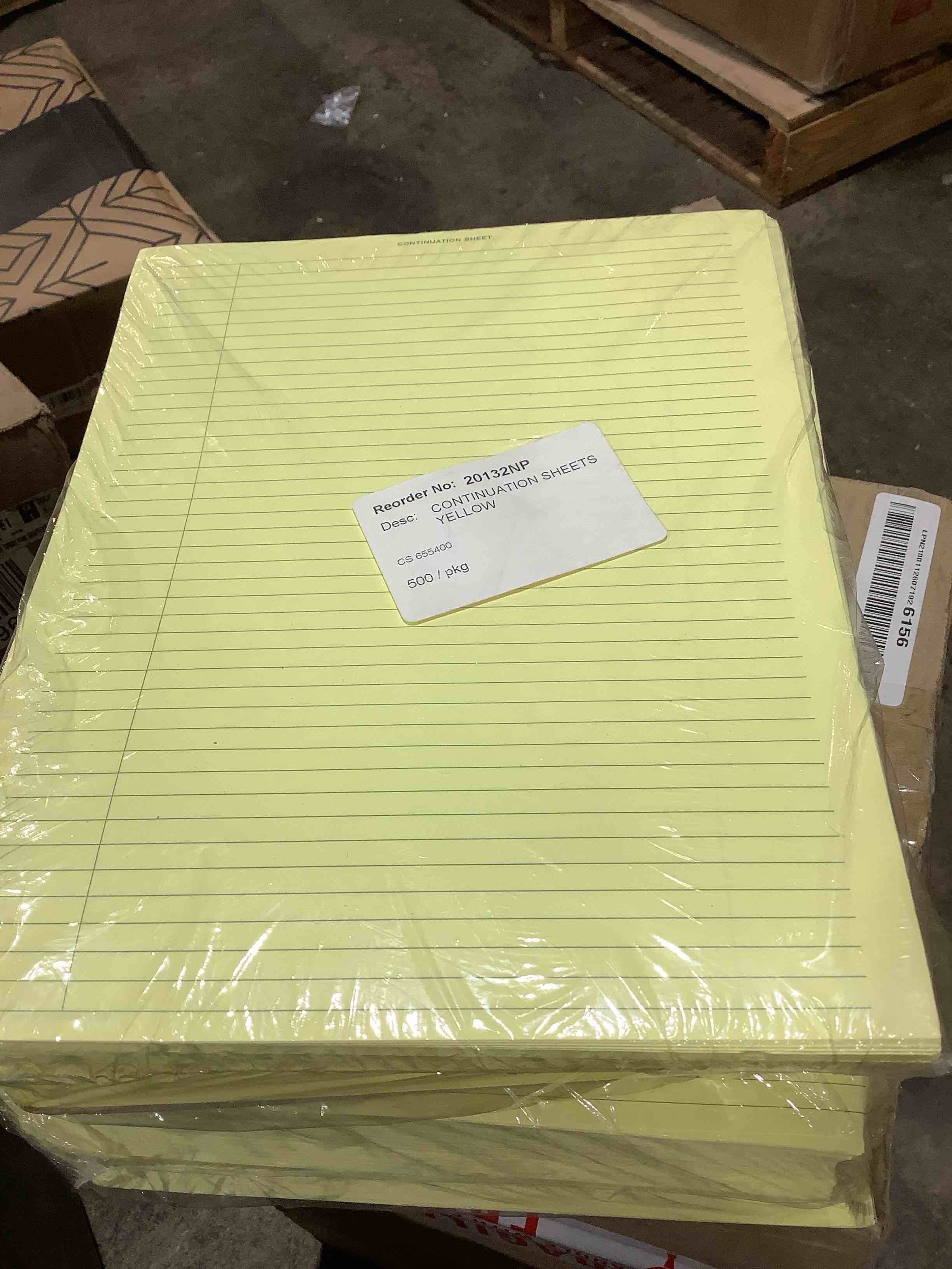 Condition photo showing New/Like New for yellow continuation sheet, 500 pack