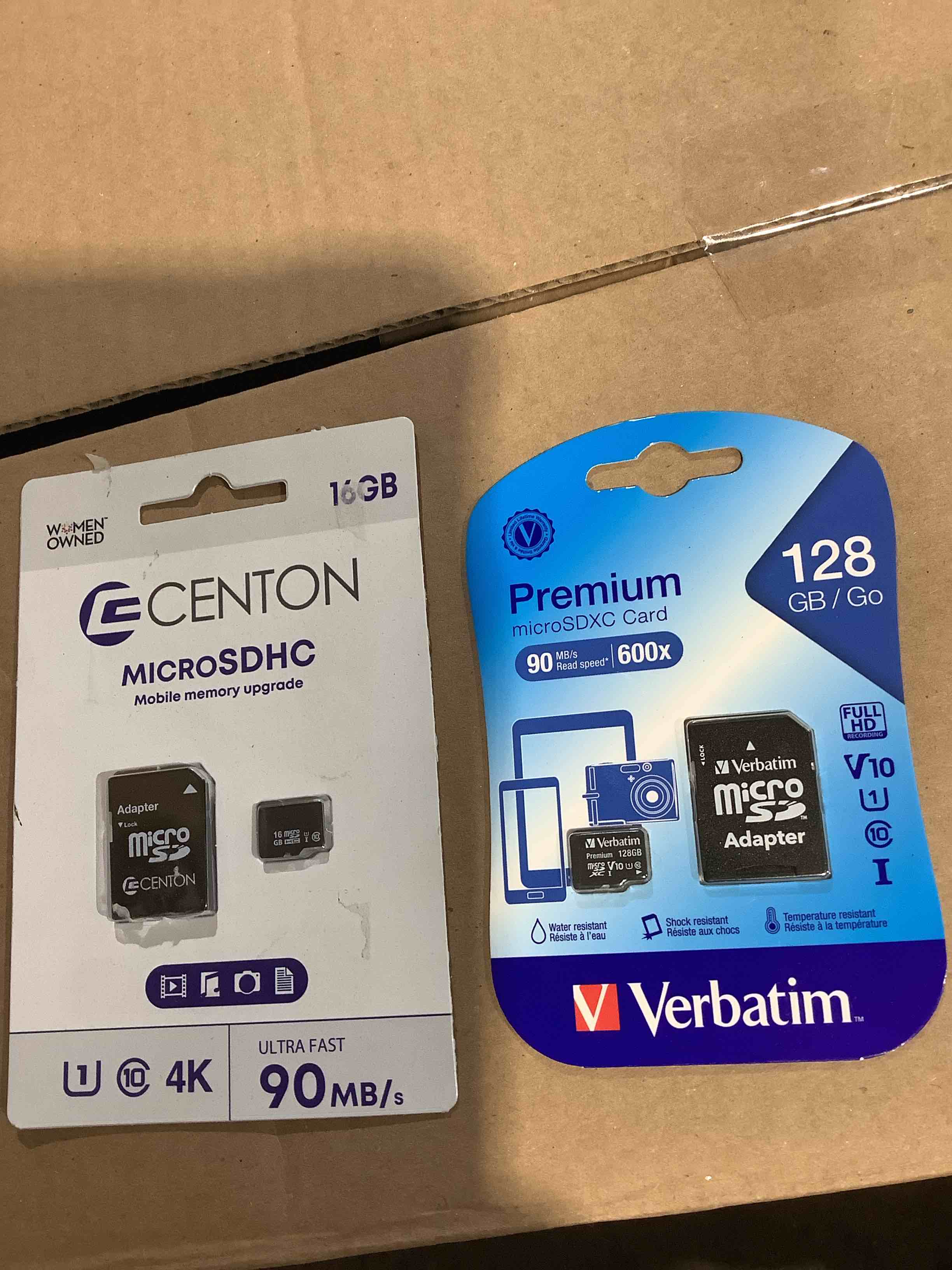 Cention Microsdhc and Verbatim cards