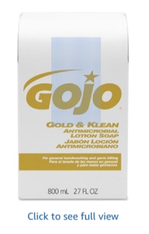 GOJO 800 Series Gold & Klean Antimicrobial Lotion Soap, 800 mL Lotion Soap Refill for GOJO Bag-in-Box Dispense, set of 3
