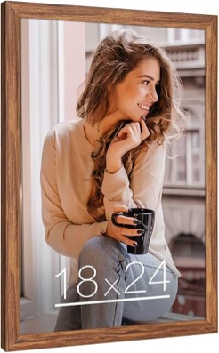 24" x 8" walnut wood picture frame 