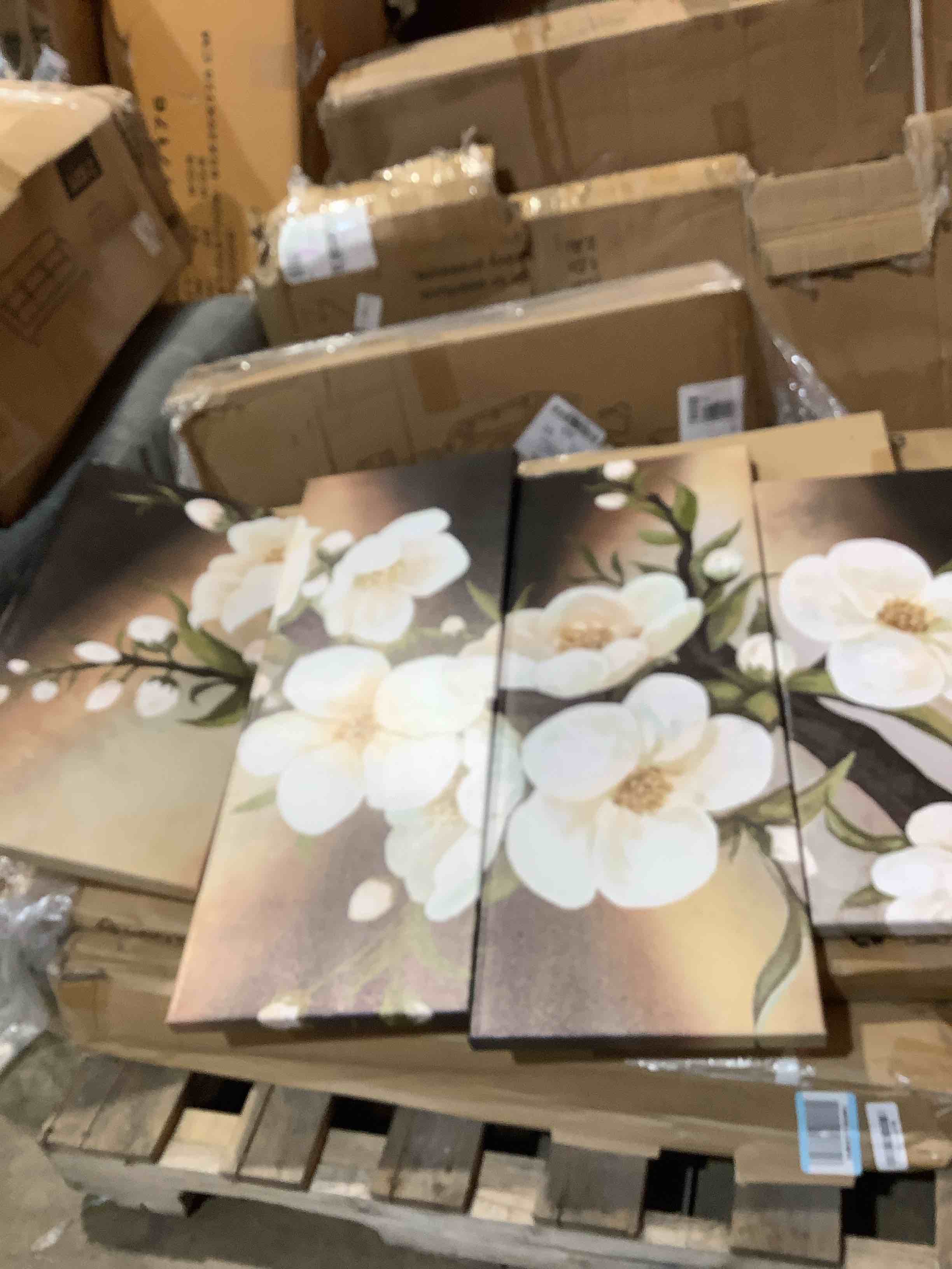 Condition photo showing New/Like New for ihappywall 4 panel vintage flower canvas wall art plum blossom tree floral painting artwork for rustic farmhouse kitchen living room decor stretched and framed ready to hang