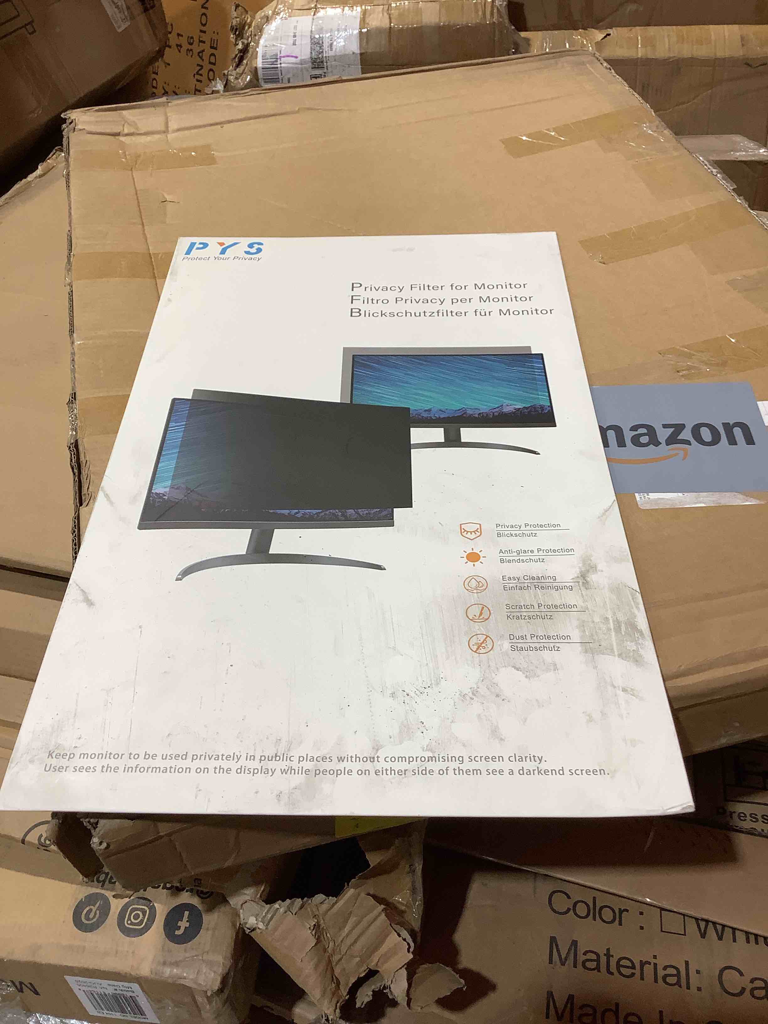 Condition photo showing New/Like New for pys 2-pack 24 inch blue light screen protector for monitor – 16:9 removable anti-blue light filter, eye strain relief, uv protection film for computer monitors 24-inch 16:9 blue