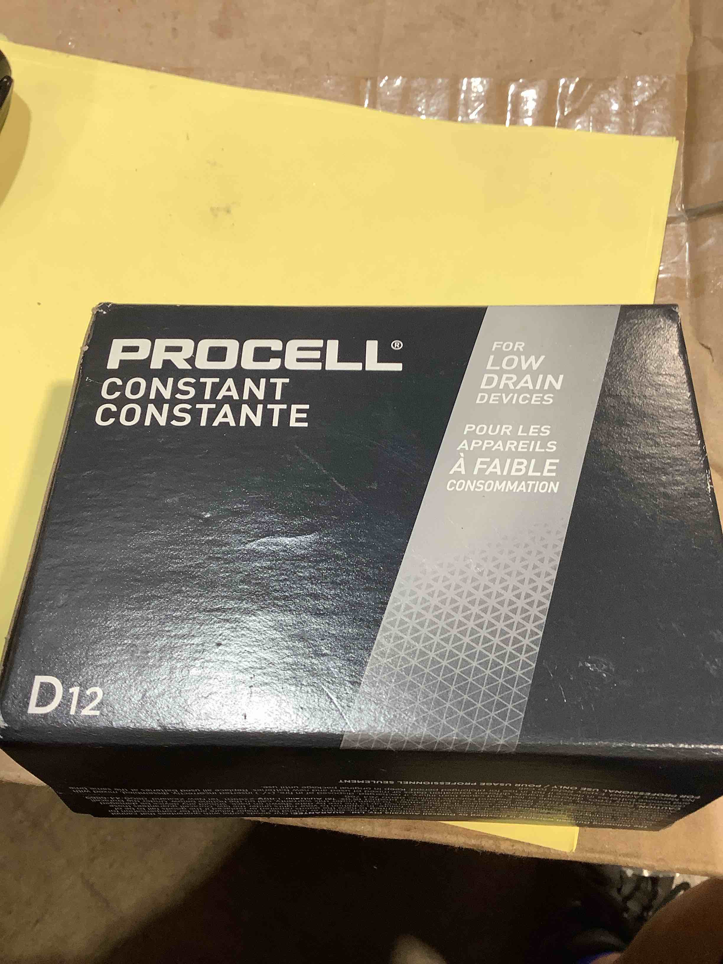 Condition photo showing New/Like New for duracell procell alkaline d batteries 12/box, in office