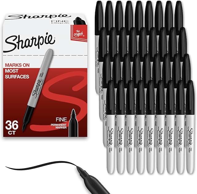 Sharpie Permanent Markers  Ultra Fine Point  Black  Pack of 36