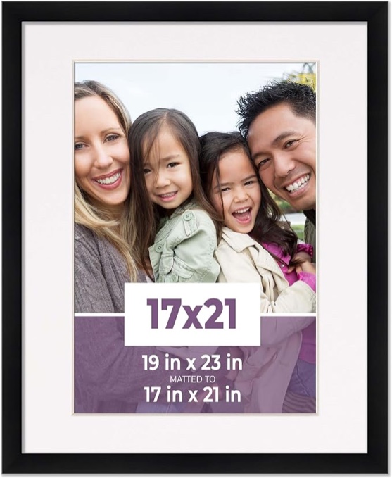 17" x 21" black picture frame with white mat