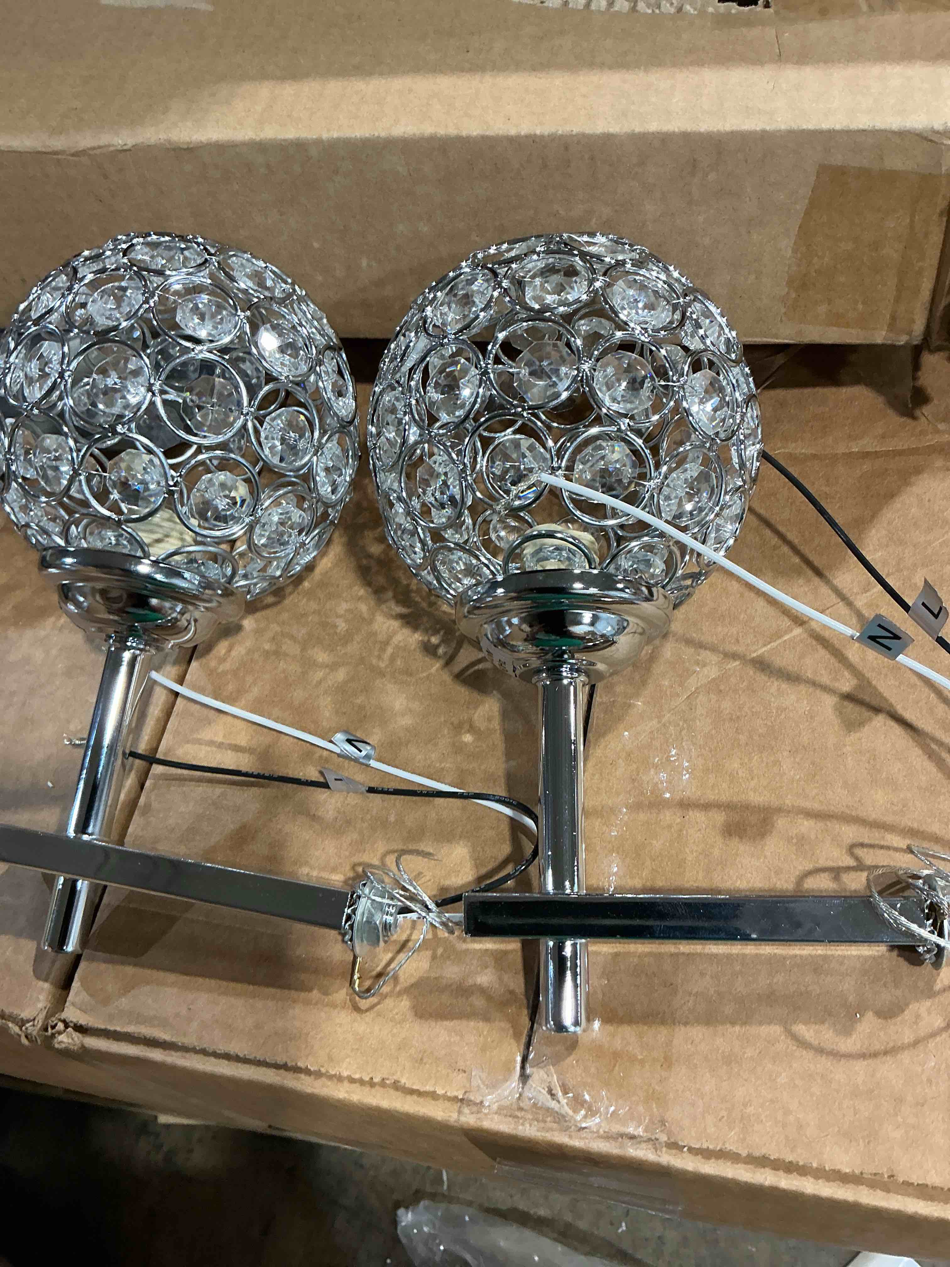Condition photo showing As Is for jonathan y 13" chrome maeve modern glam led vanity light sconce for bathroom, clear crystal globe shade, art deco wall light for hallway entryway (jyl7535a) - amazon.com