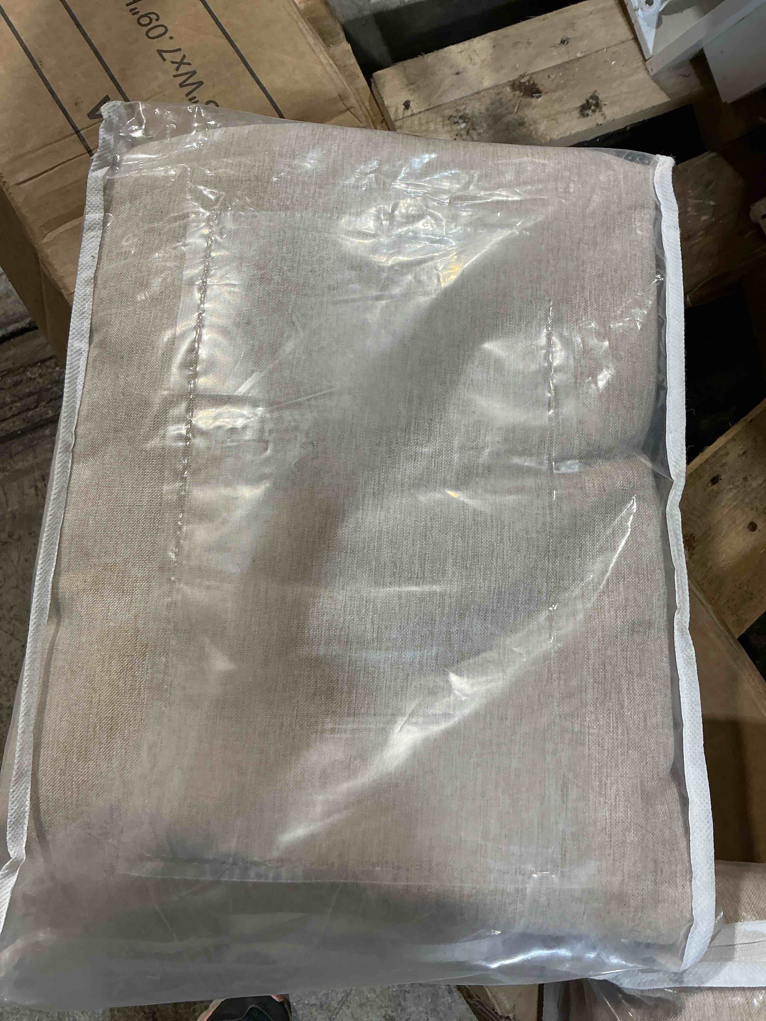 Condition photo showing New/Like New for beige sheer pinch pleated curtains 105 inches long 2 panels,back tab pleated drapes hooks thick linen textured boho farmhouse curtain for dining bedroom 70 inch wide each panel