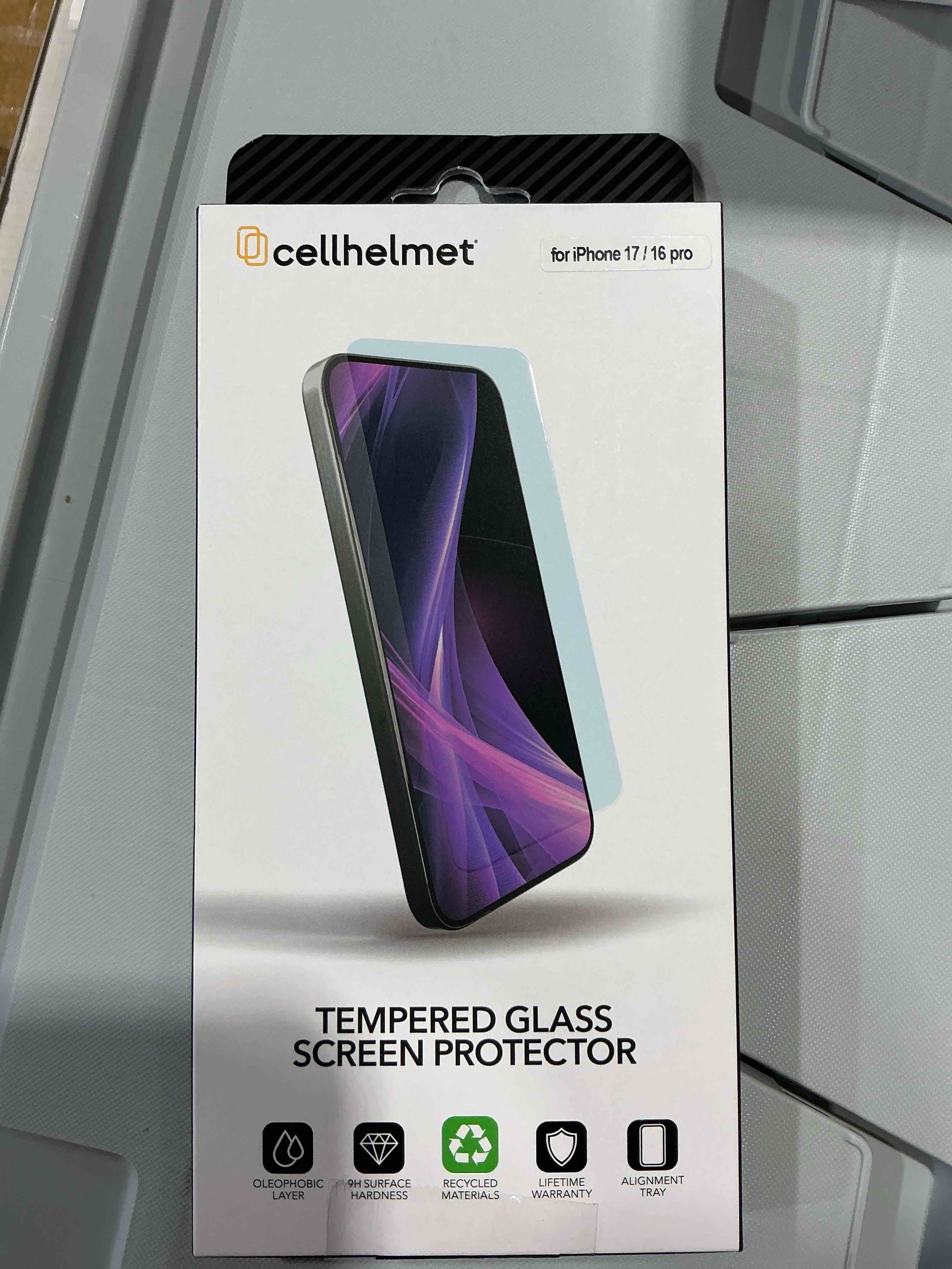 Condition photo showing Good Condition for cellhelmet tempered glass screen protector for iphone 16 pro with alignment tray