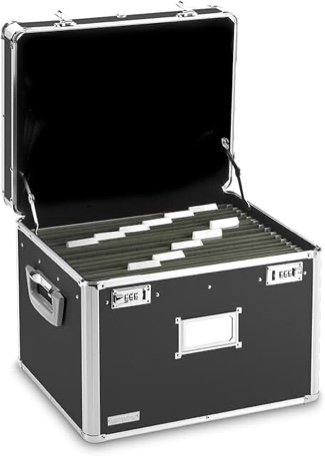 Locking File Chest with Adjustable File Rails Letter/Legal Files  17.5  x 14  x 12.5   Black