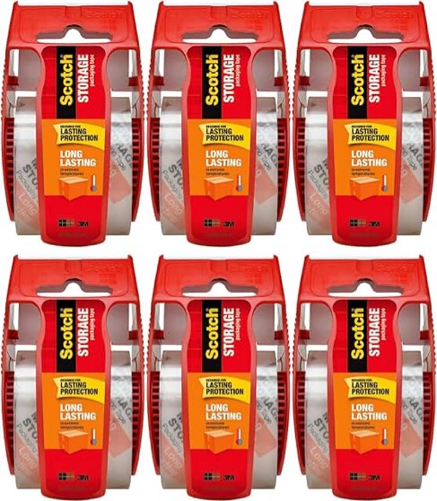 scotch sure start packing tape clear 1.88 in. x 22.2 yd. 6 tape rolls with dispensers