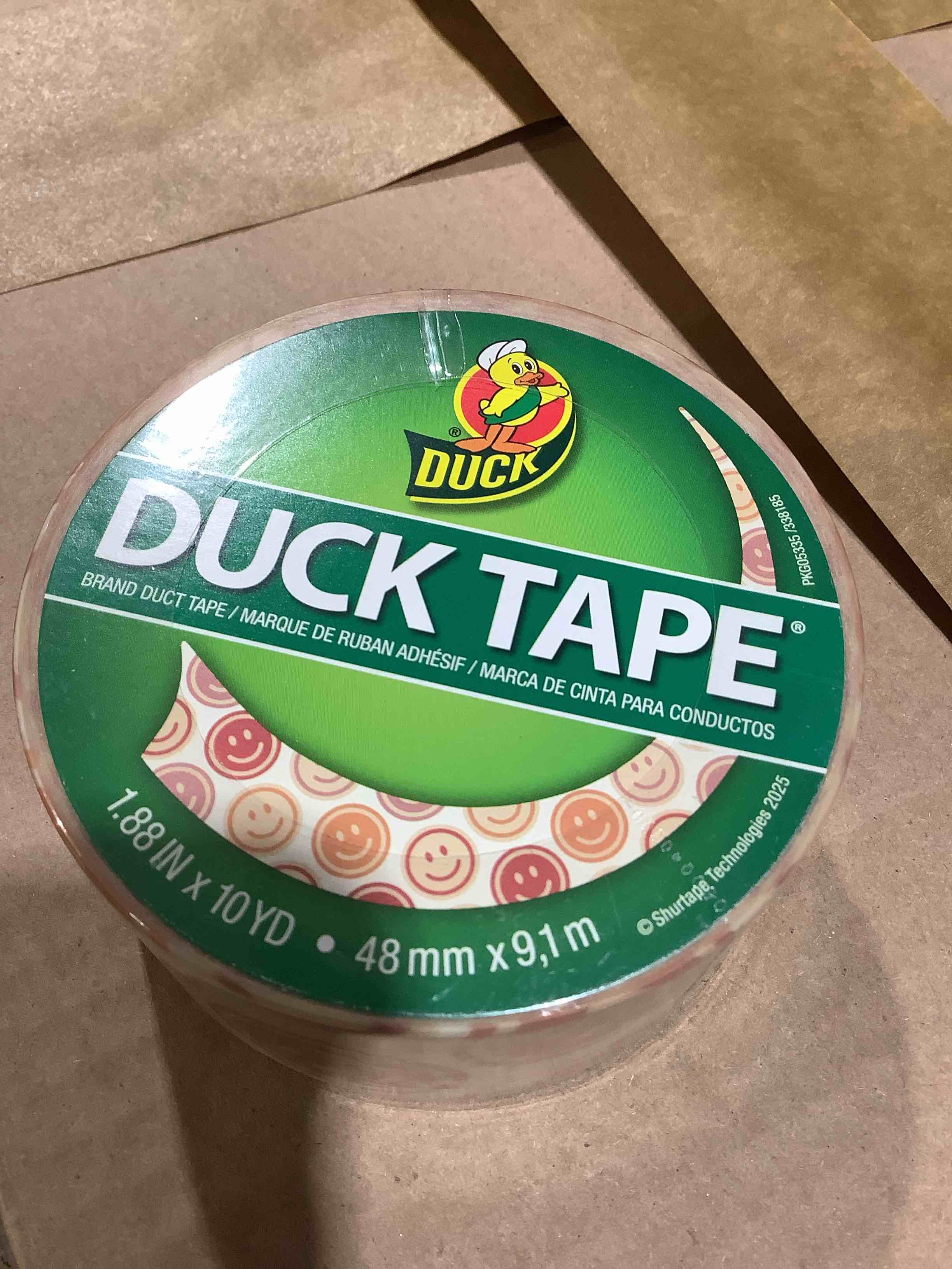 Condition photo showing New/Like New for duck 1.88"x10yd smiley face duct tape multicolored