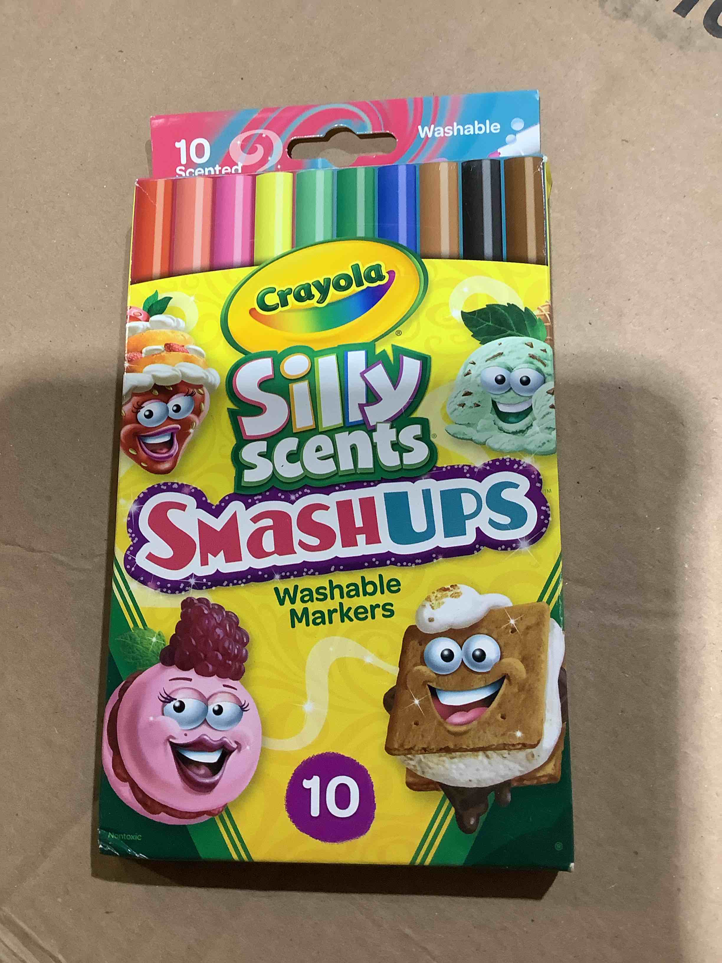 Condition photo showing New/Like New for crayola silly scents fine line smash ups scented markers 10 count