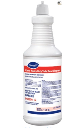 johnson diversey 04560. crew heavy duty toilet bowl cleaner, minty, 32 oz squeeze bottle, 12/carton
