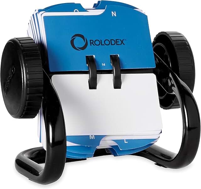 rolodex classic open rotary card file 250 1-3/4 x 3-1/4 inch cards and 24 a-z guides black