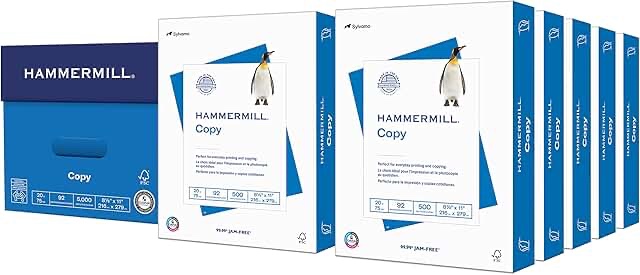 hammermill copy plus paper 92 bright 20lb 8-1/2 x 11 white 5000 sheets/carton, 10 reams