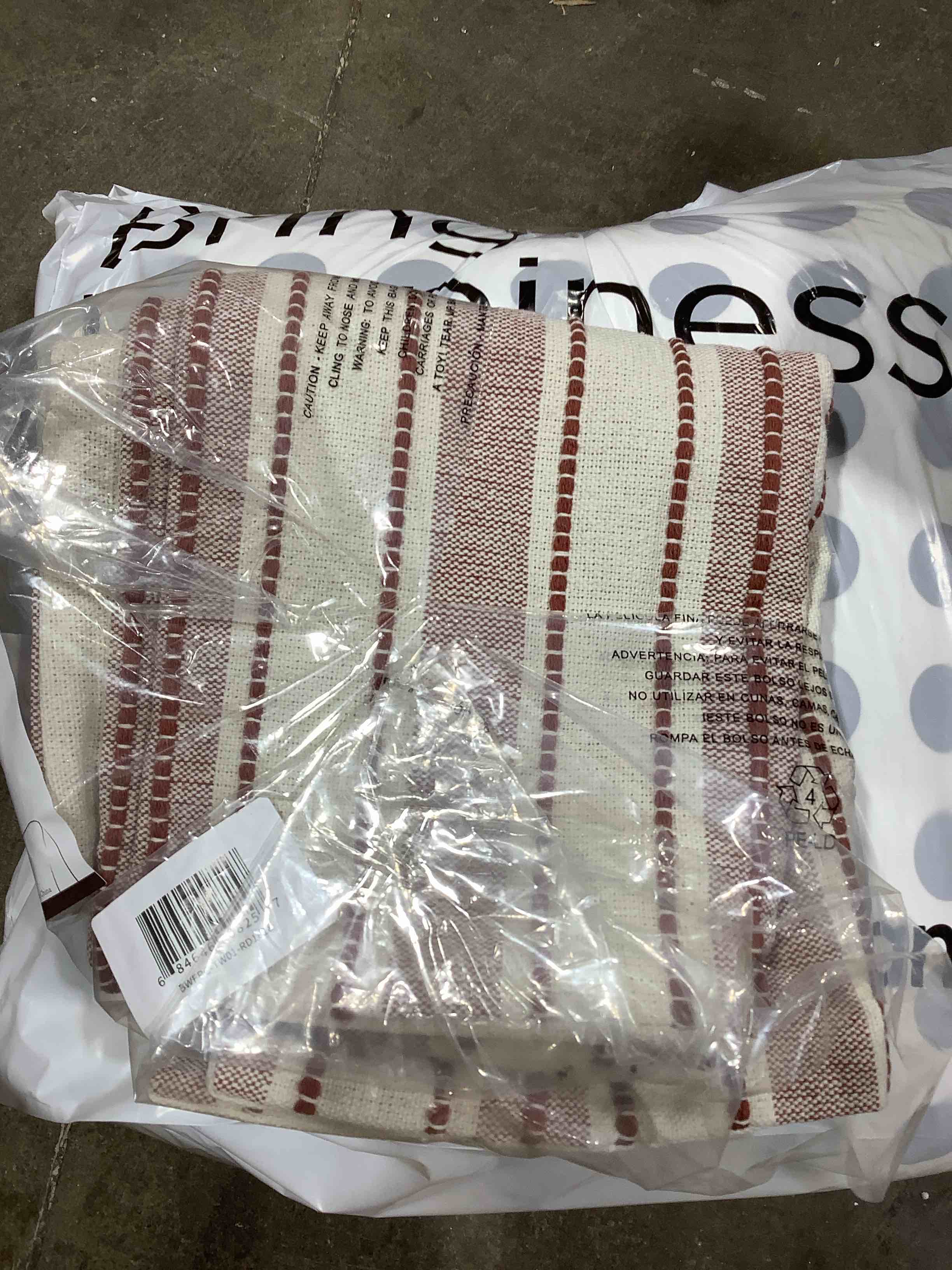 Condition photo showing Good Condition for cethom decorative boho throw pillow covers, farmhouse textured pillow case, 20 x 20 inch set of 2, chair sofa bedroom living room home decor couch cushion case, rust and beige striped