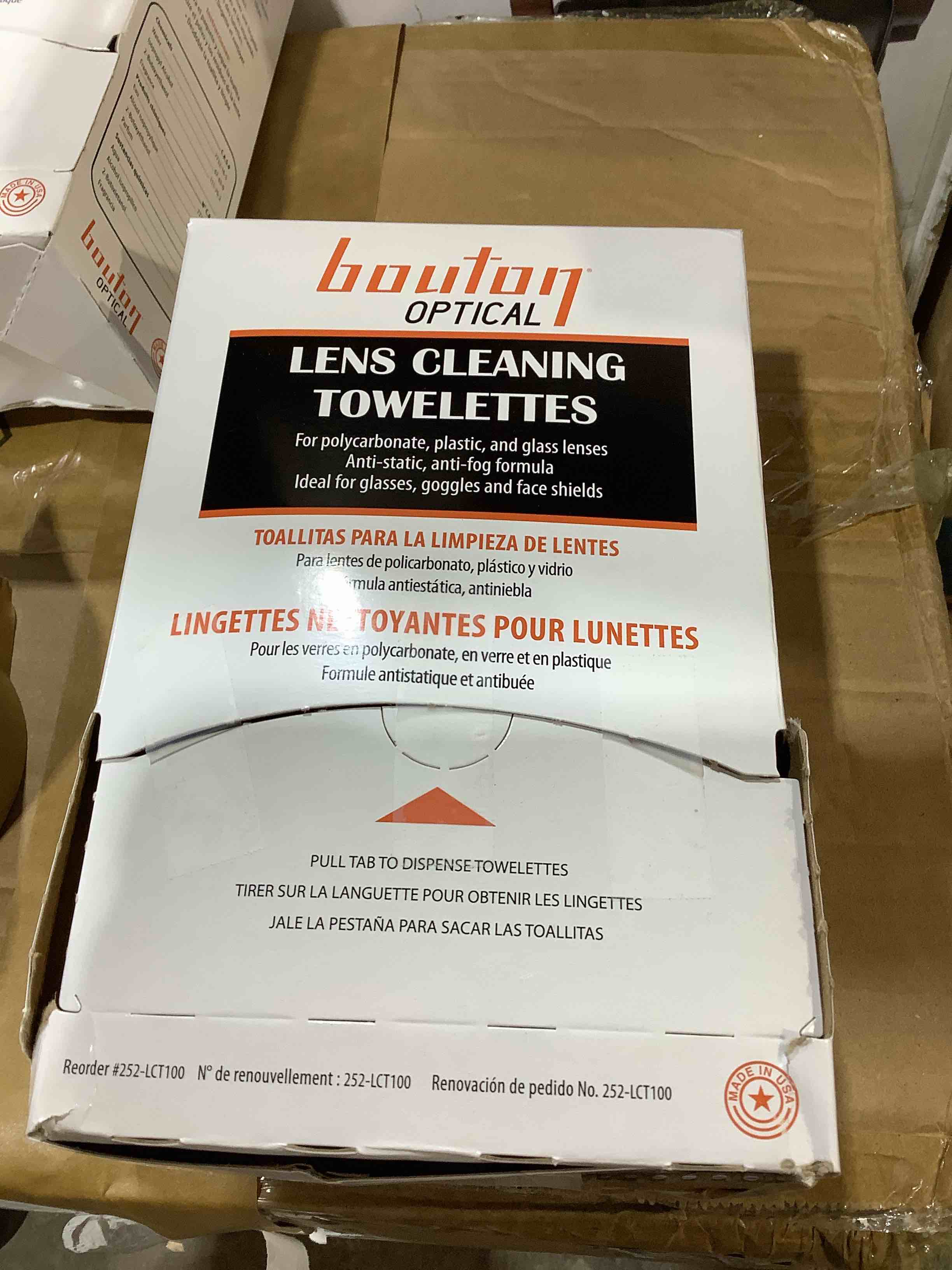 Condition photo showing New/Like New for bouton optical 252-lct100 lens cleaning towelette dispenser, large