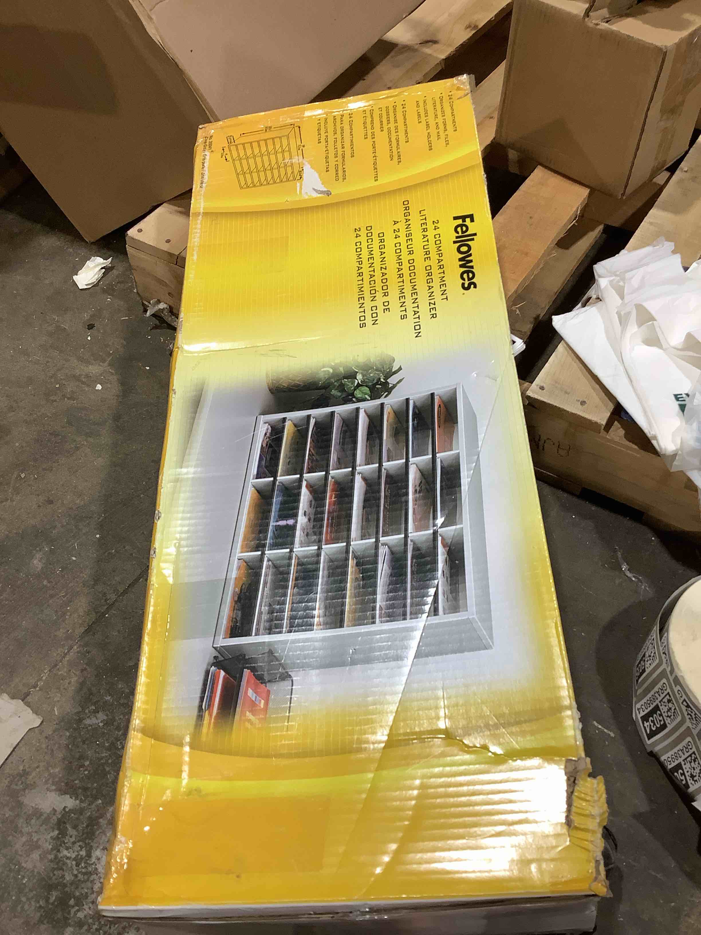 Condition photo showing New/Like New for fellowes® literature organizer 24 compartments 23 7/16 h x 29 7/16 w x 11 7/8 d dove gray